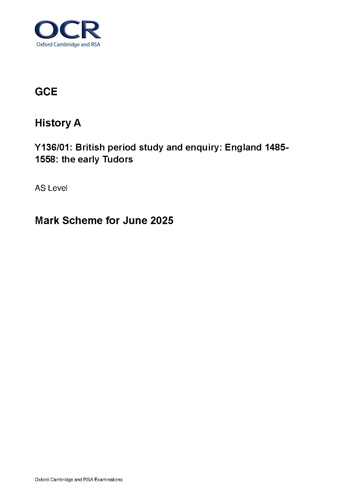 OCR AS Level History A Early Tudors 2025 Mark Scheme IMG-1