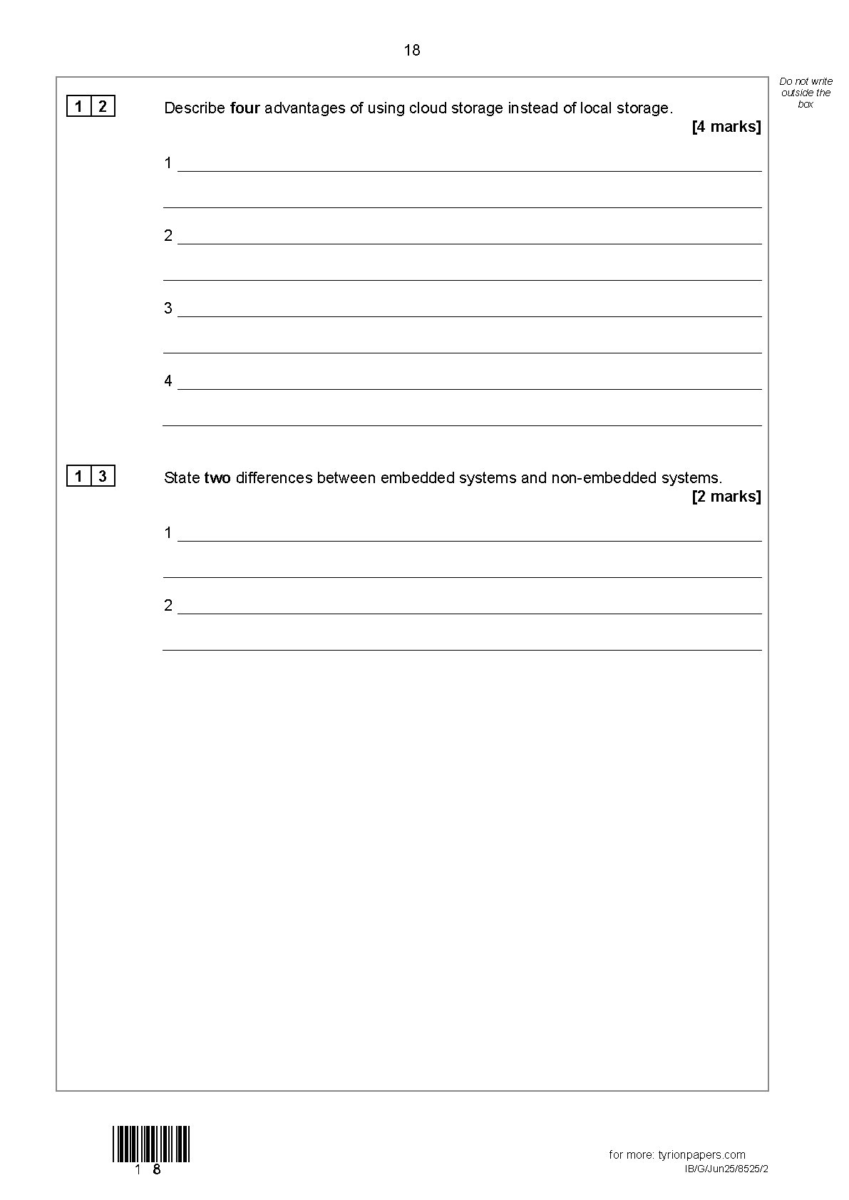AQA GCSE Computer Science Paper 2 2025 QP PDF IMG-1