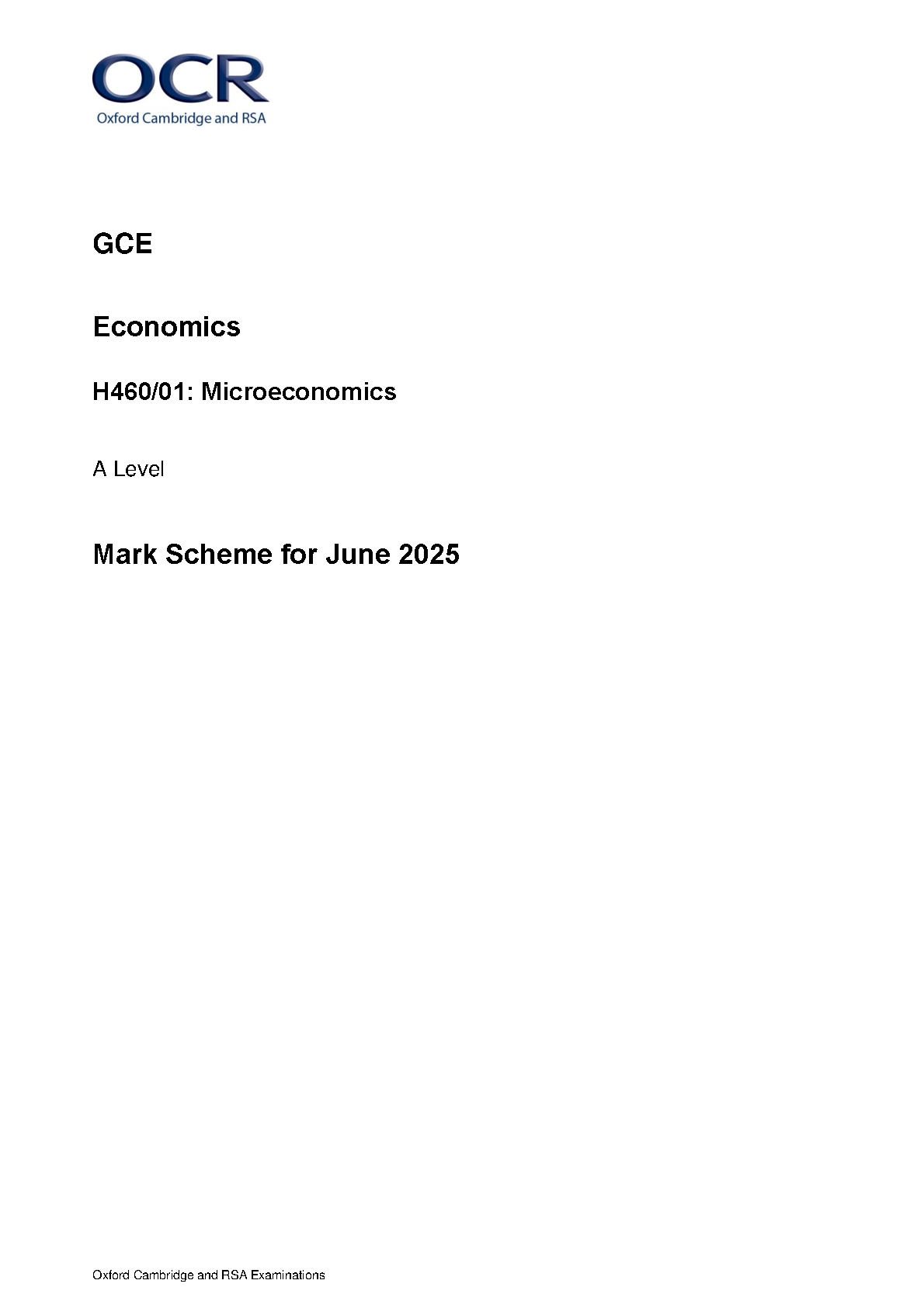 OCR A Level Economics Paper 1 Mark Scheme IMG-1