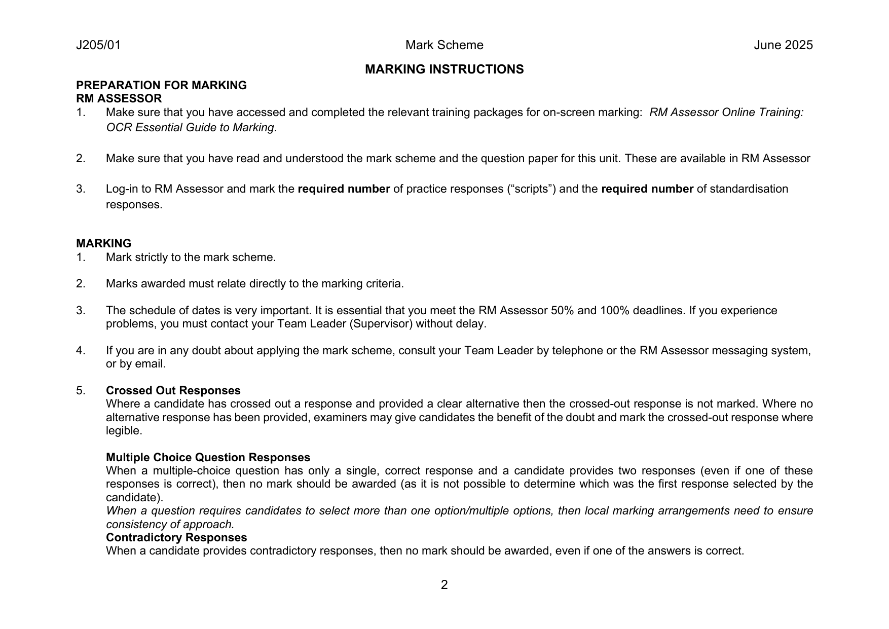 OCR GCSE Economics Paper 1 2025 Mark Scheme IMG-3