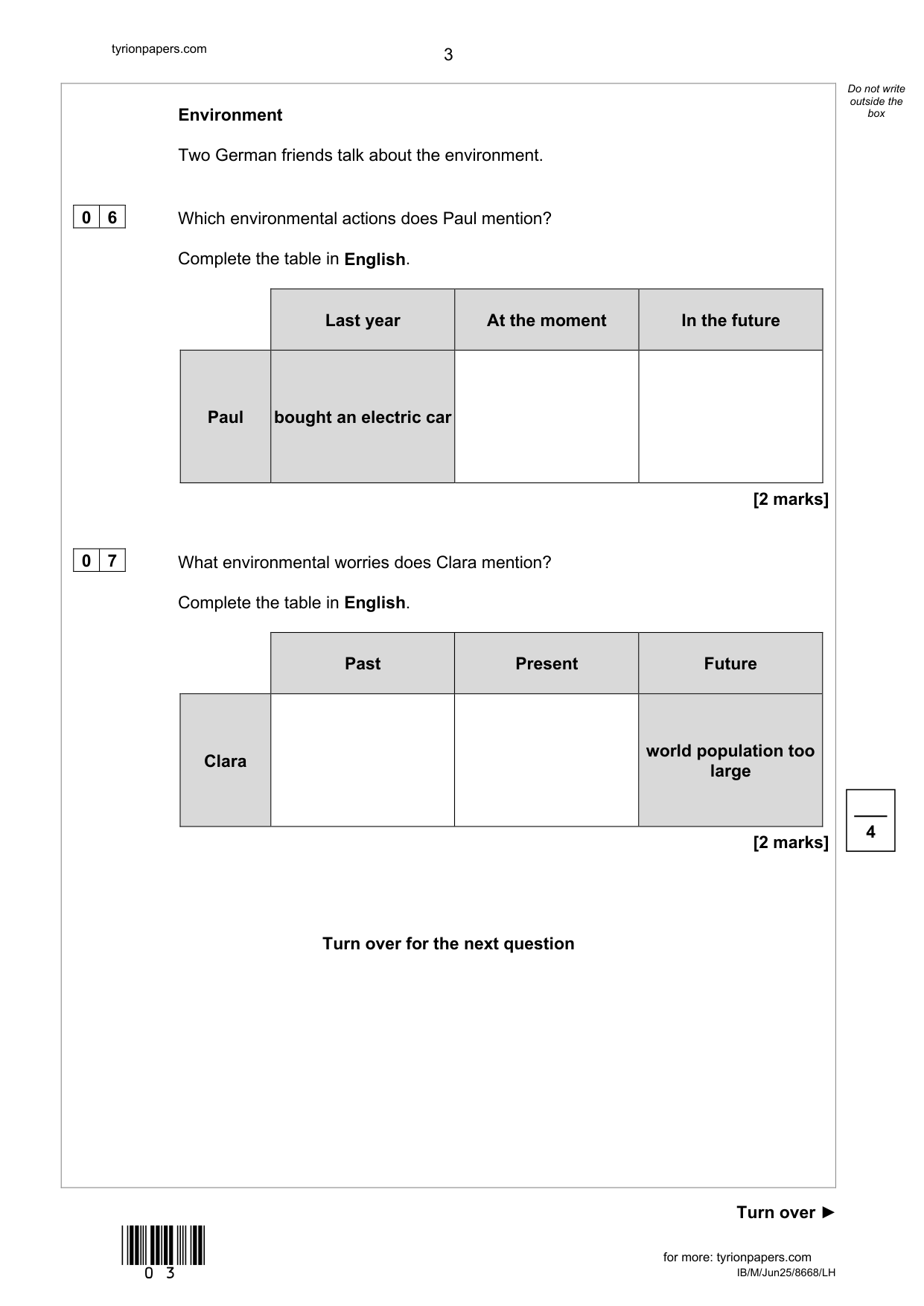 AQA GCSE German Paper 1H 2025 Listening Paper IMG-3