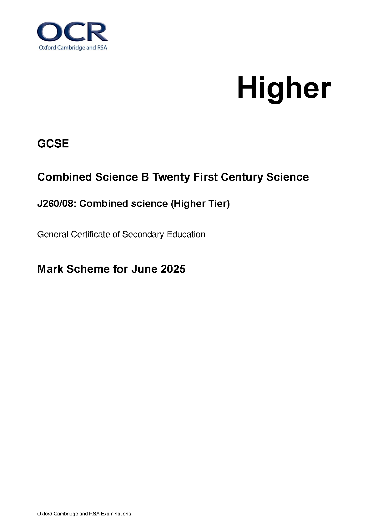 OCR GCSE Combined Science Paper 8 2025 Mark Scheme IMG-1