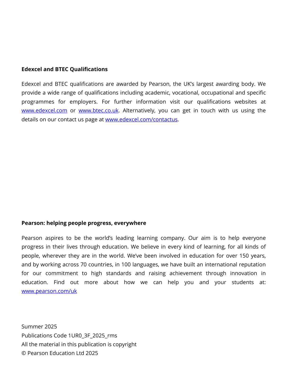 Pearson Edexcel GCSE Urdu Paper 3F 2025 Mark Scheme