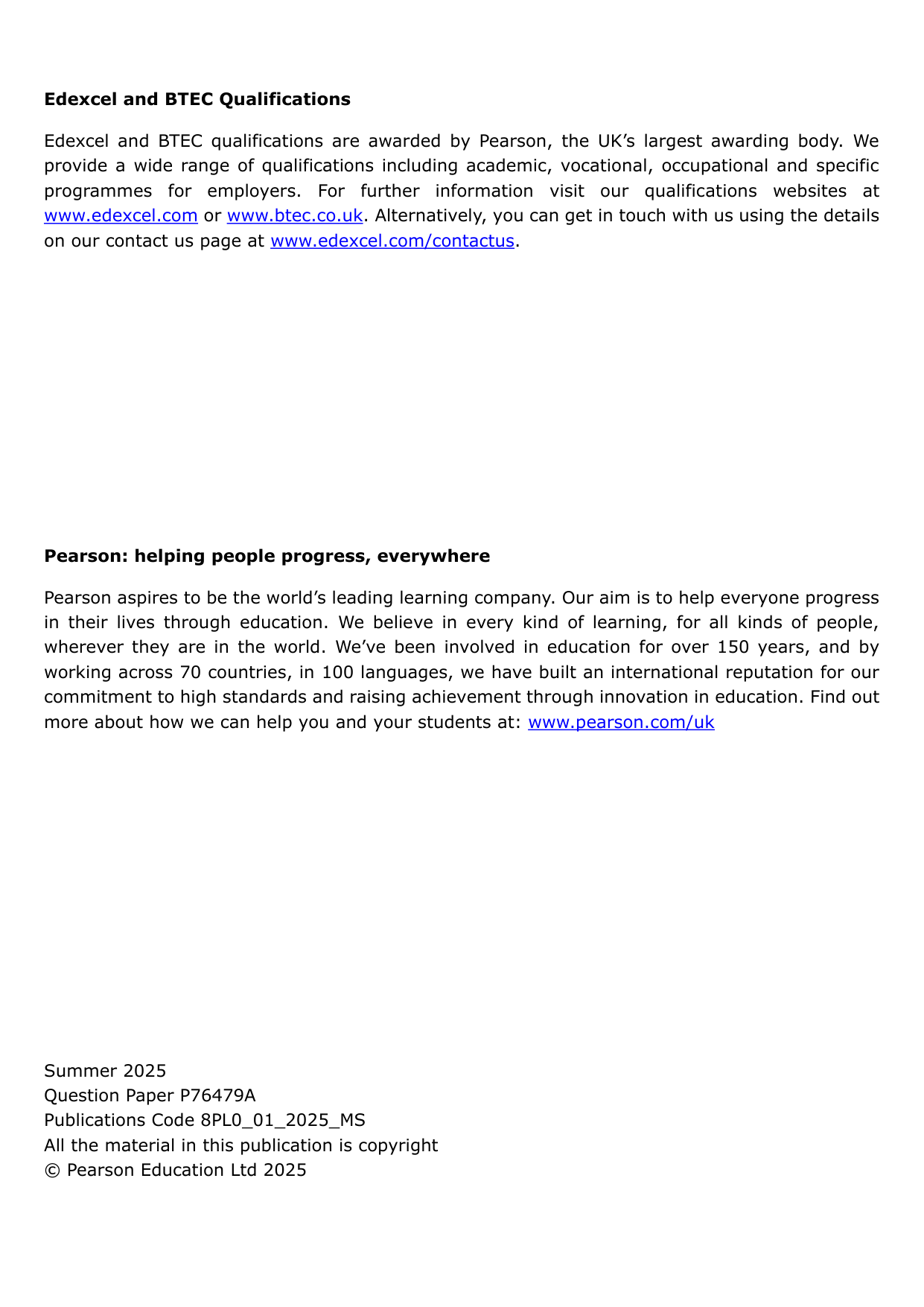 Pearson Edexcel AS Politics Paper 1 2025  Mark Scheme PDF