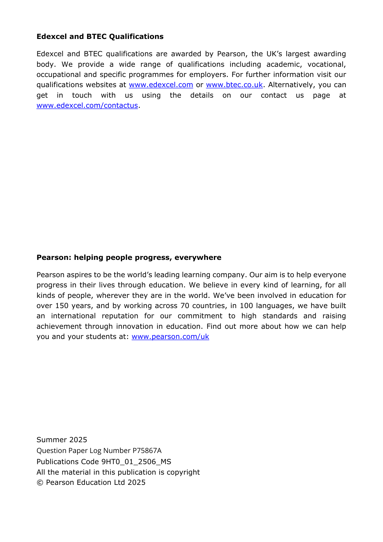 Pearson Edexcel A Level History of Art Paper 1 2025 Ms
