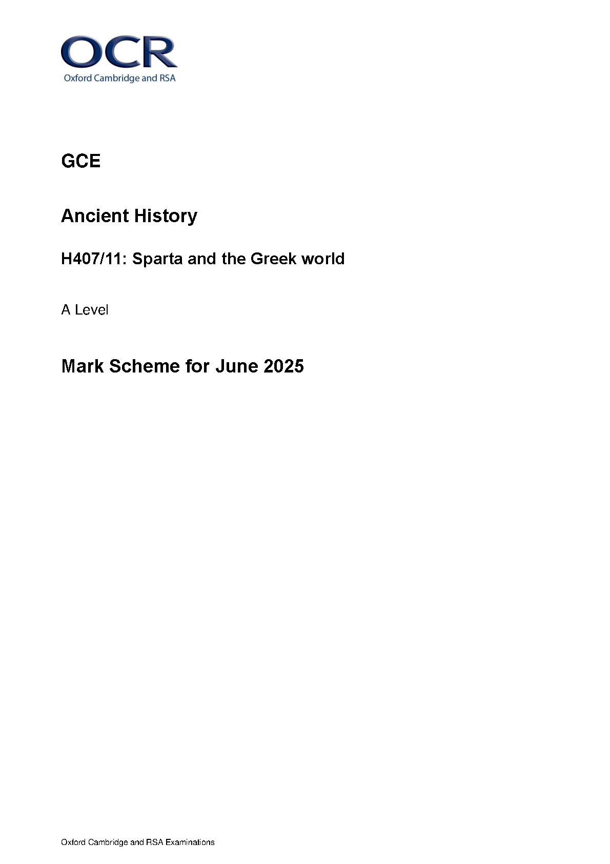 OCR A Level Ancient History Paper 11 2025 Mark Scheme IMG-1