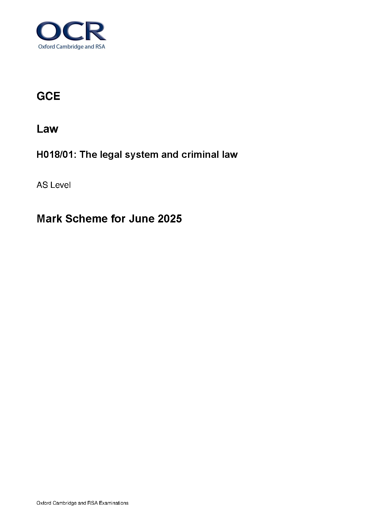 OCR AS Law Paper 1  2025 Mark Scheme PDF Download IMG-1