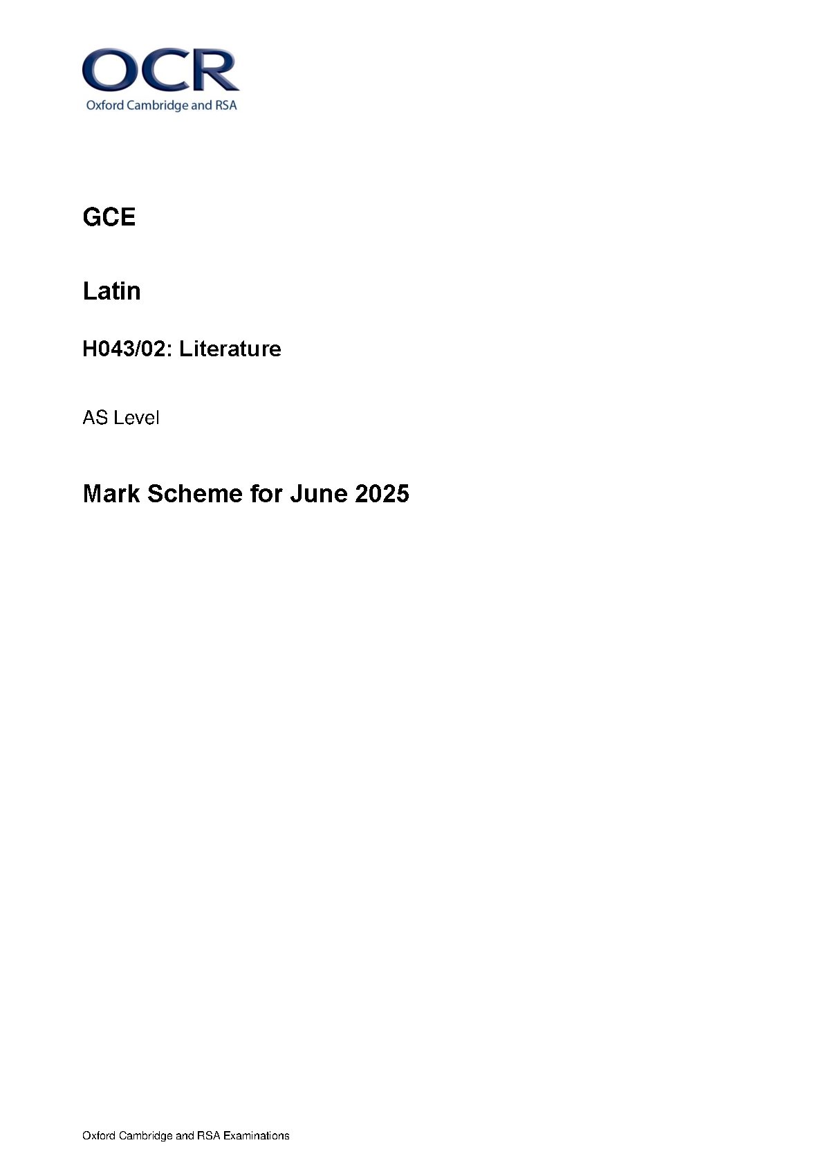OCR AS Level Latin Paper 2 2025 Mark Scheme IMG-1