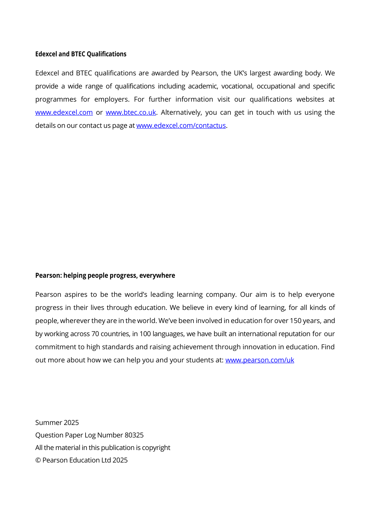 Pearson Edexcel A Level Urdu Paper 1 2025 Mark Scheme