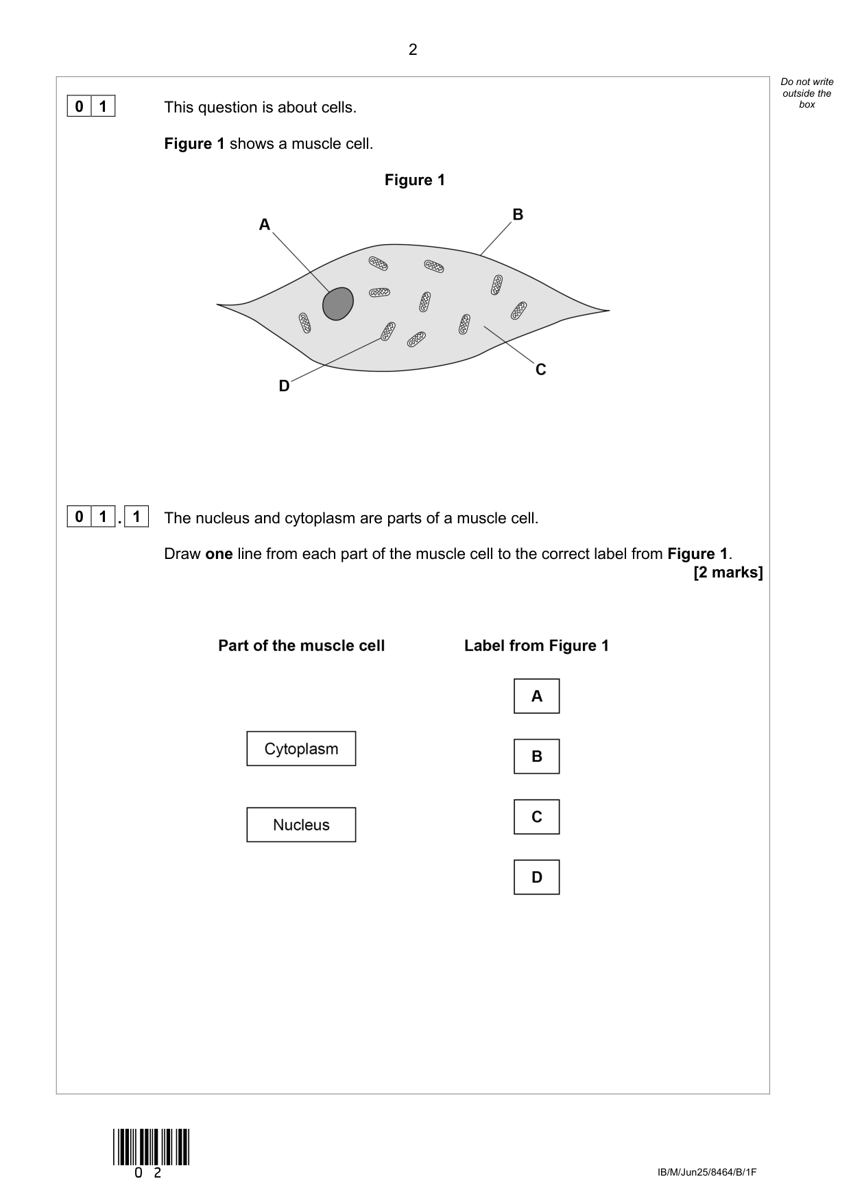 AQA GCSE Trilogy Biology 1F 2025 Question Paper PDF