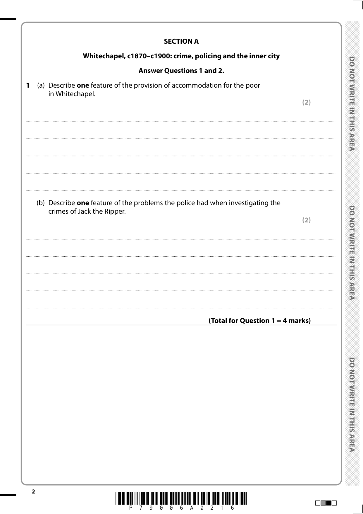 Pearson Edexcel GCSE History Paper 1 Option 10 2025 QP