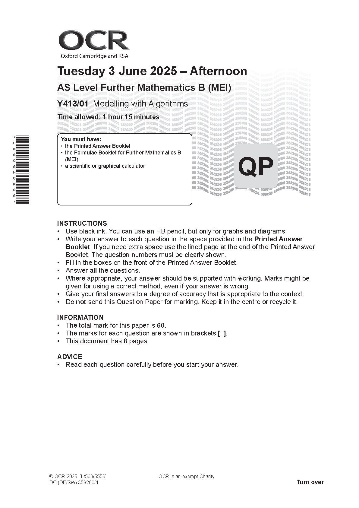 OCR AS Further Maths Paper 1 Algorithms June 2025 QP IMG-1