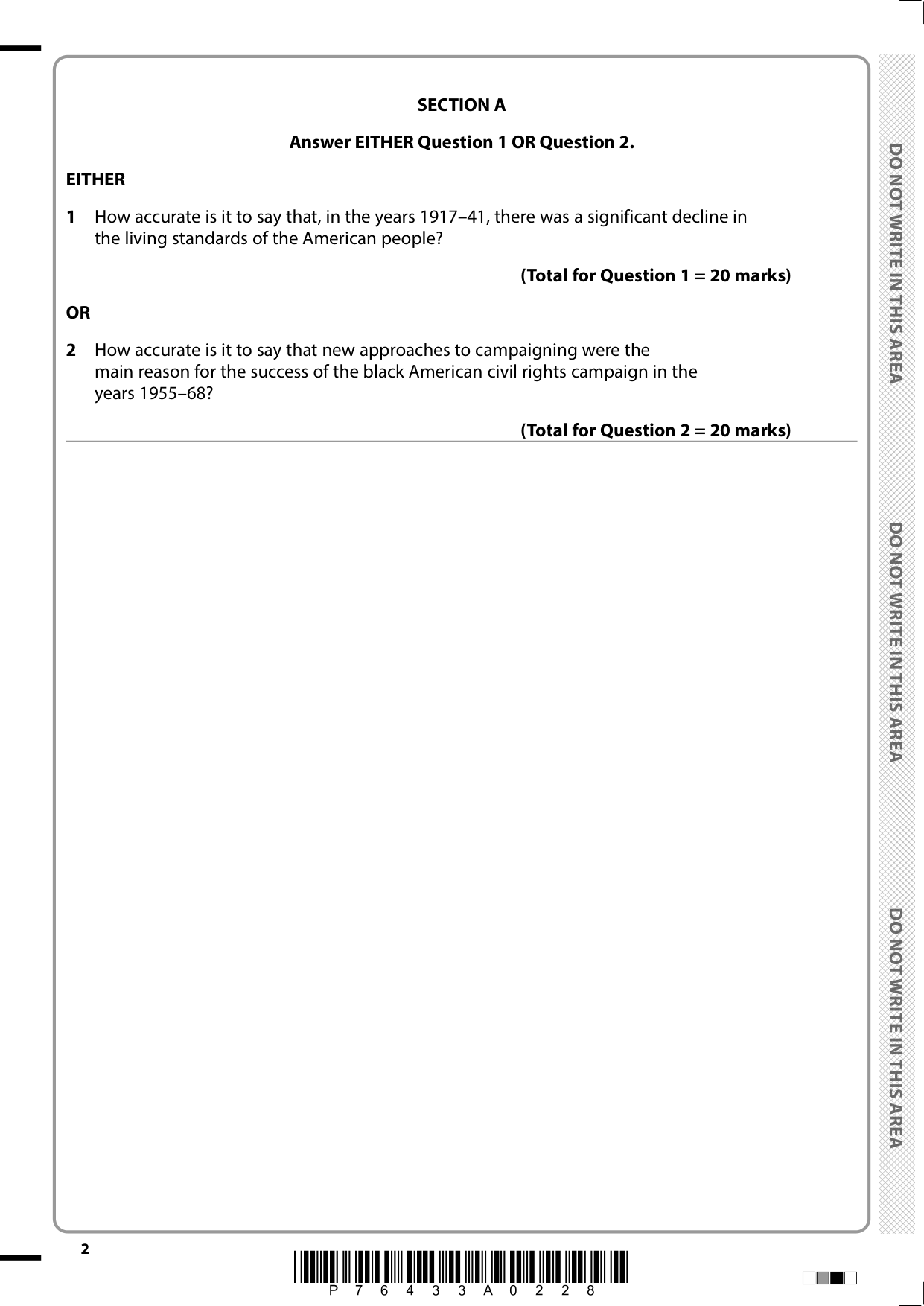 Pearson Edexcel A Level History Paper 1F  2025 QP PDF