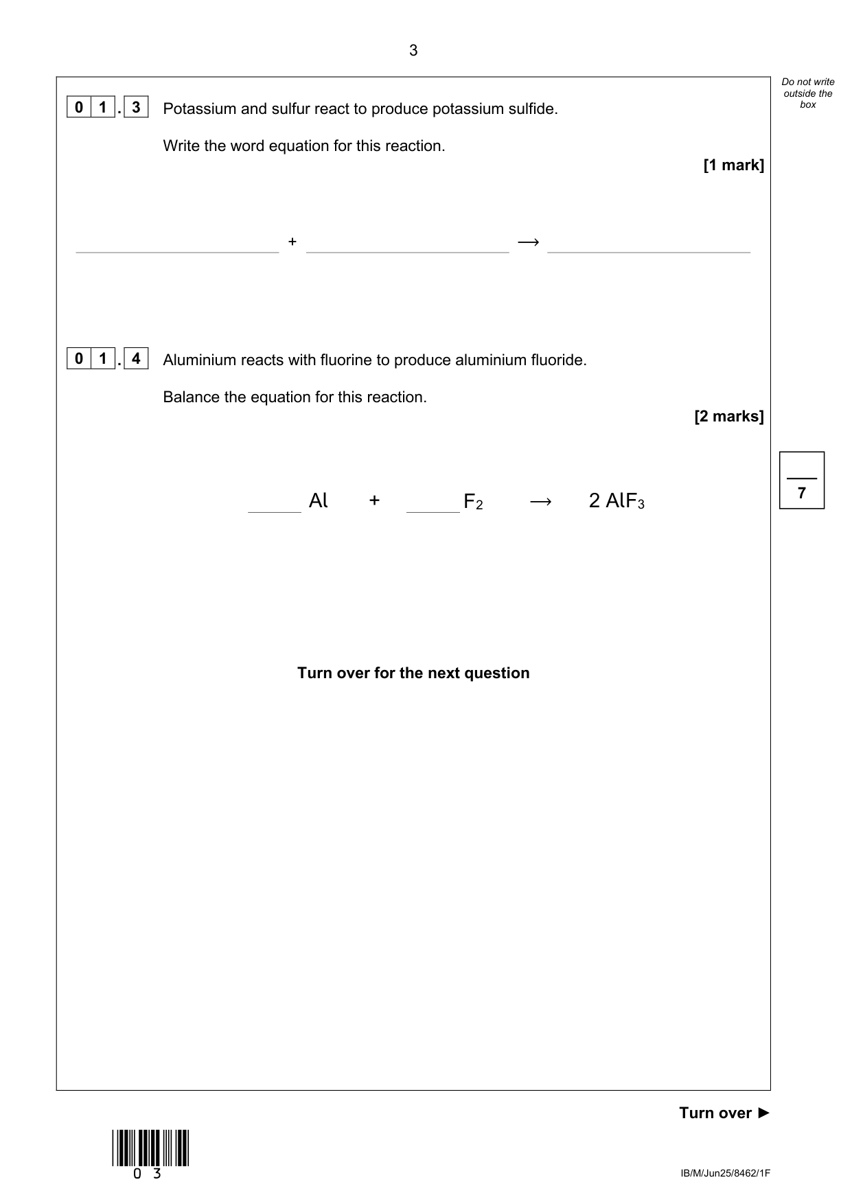 AQA GCSE Chemistry 1F 2025 Question Paper PDF IMG-3