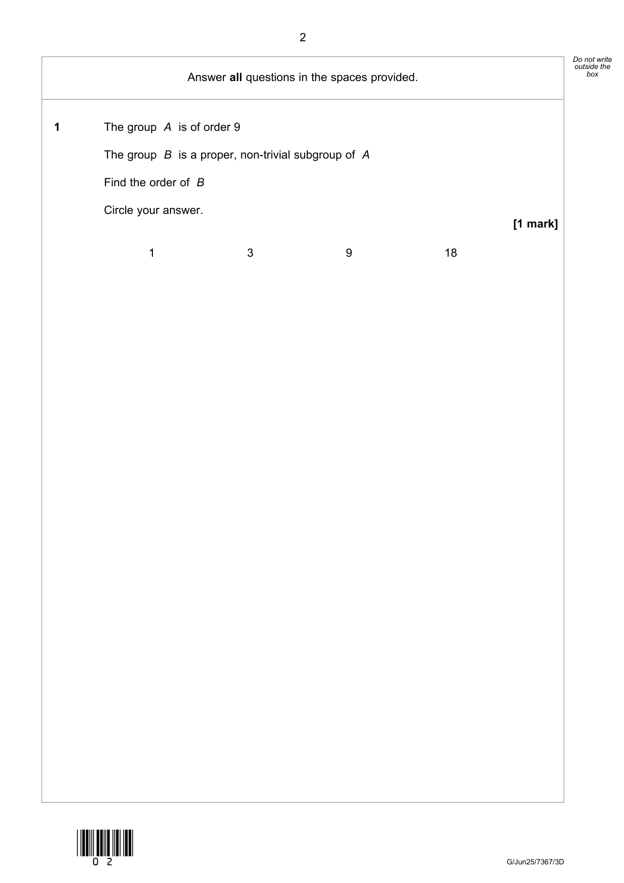 AQA Further Mathematics Paper 3D 2025 Question Paper PDF