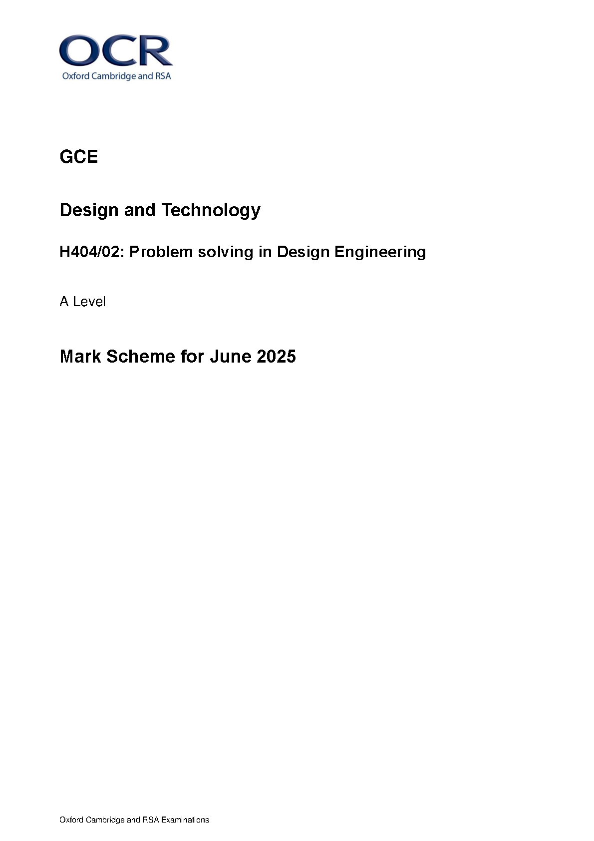 OCR A Level Design Engineering Paper 2 Mark Scheme IMG-1
