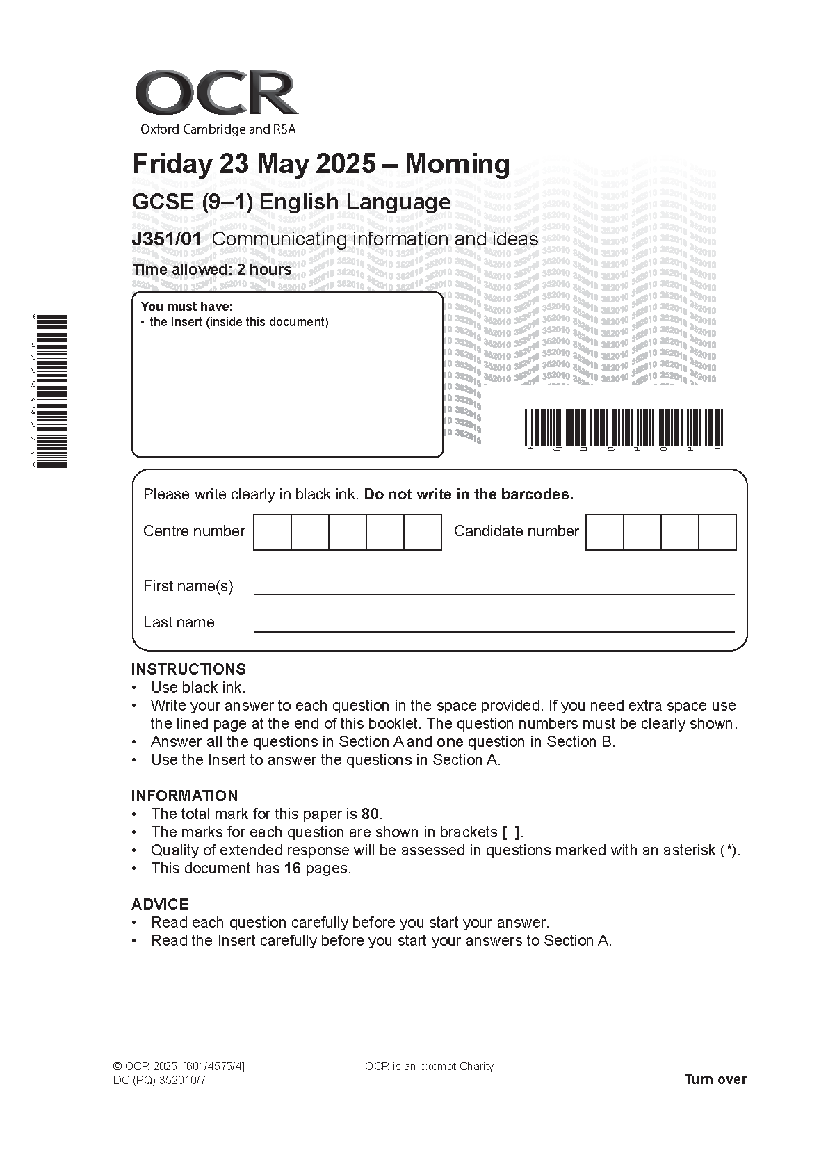 OCR GCSE English Language Paper 1 2025 Question Paper IMG-1