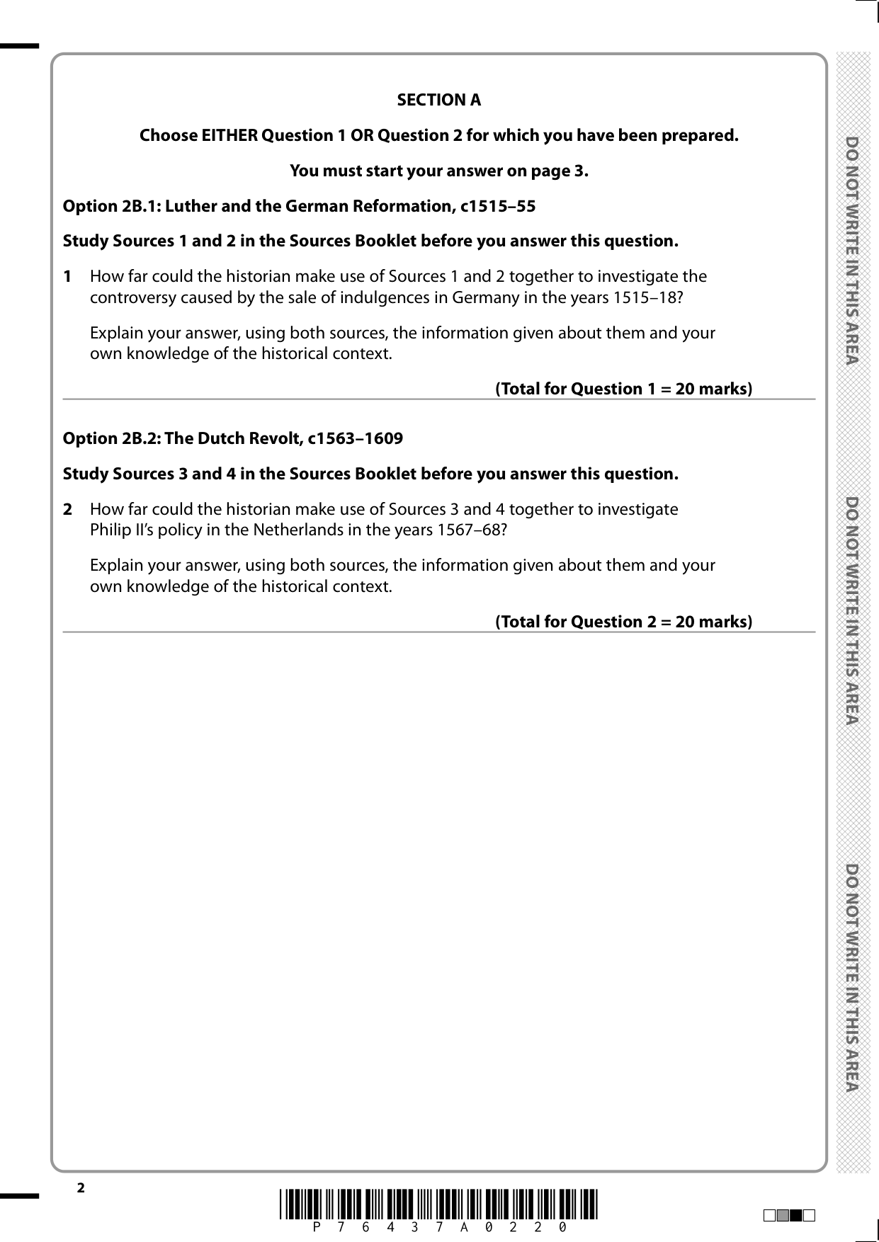 Pearson Edexcel A Level History Paper 2B 2025 QP PDF
