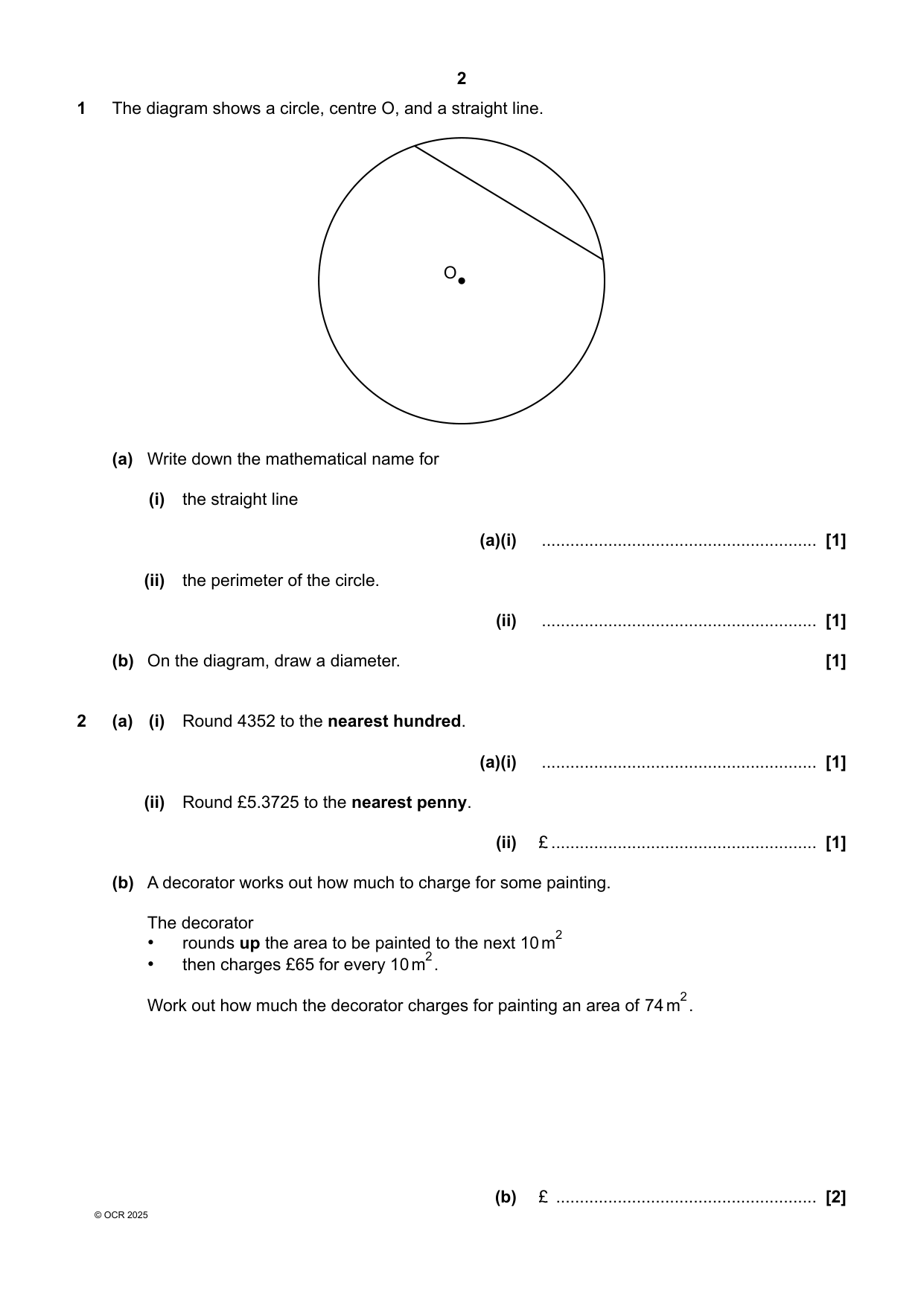 OCR GCSE Maths Paper 3 2025 Question Paper