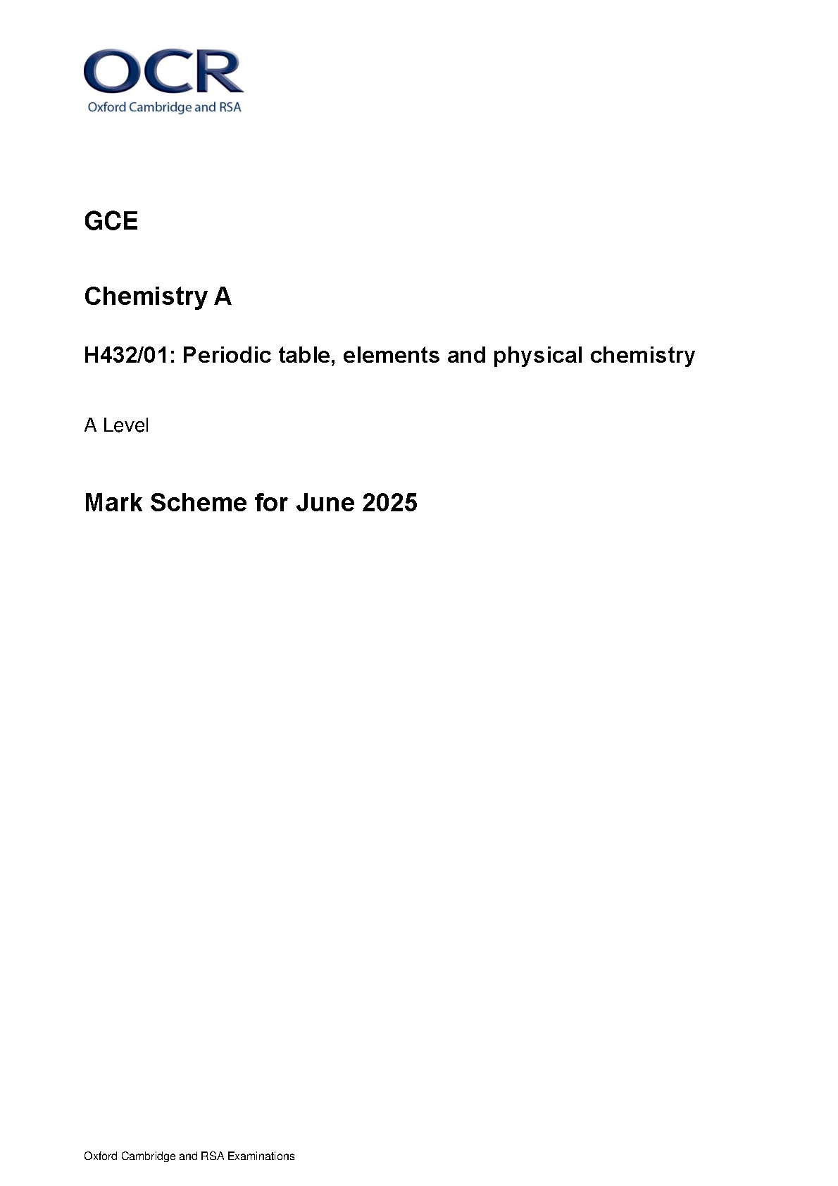 OCR A Level Chemistry A Paper 1 2025 Mark Scheme IMG-1