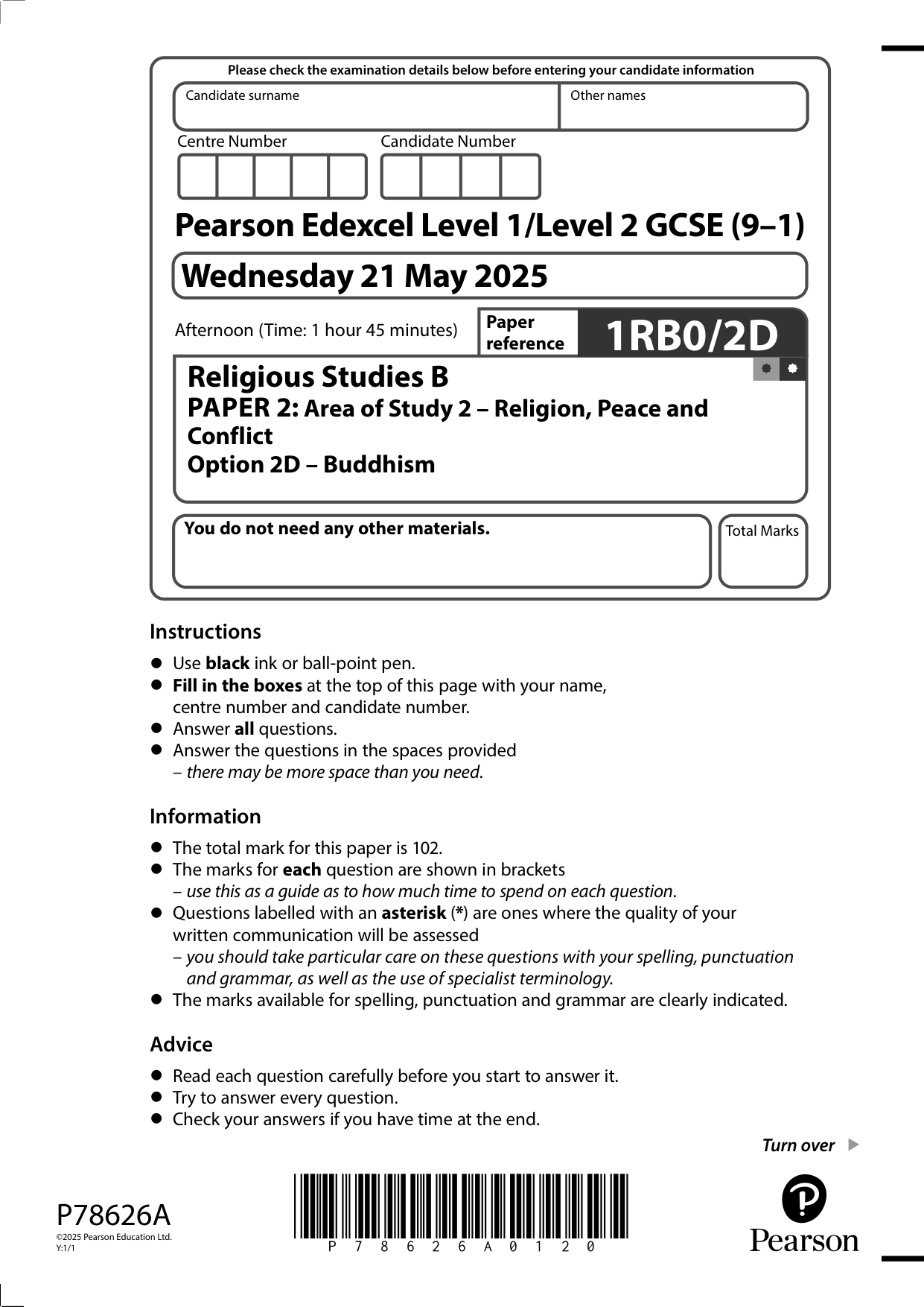 Pearson Edexcel A Level Religious Studies Paper 3 2025 Ms IMG-1