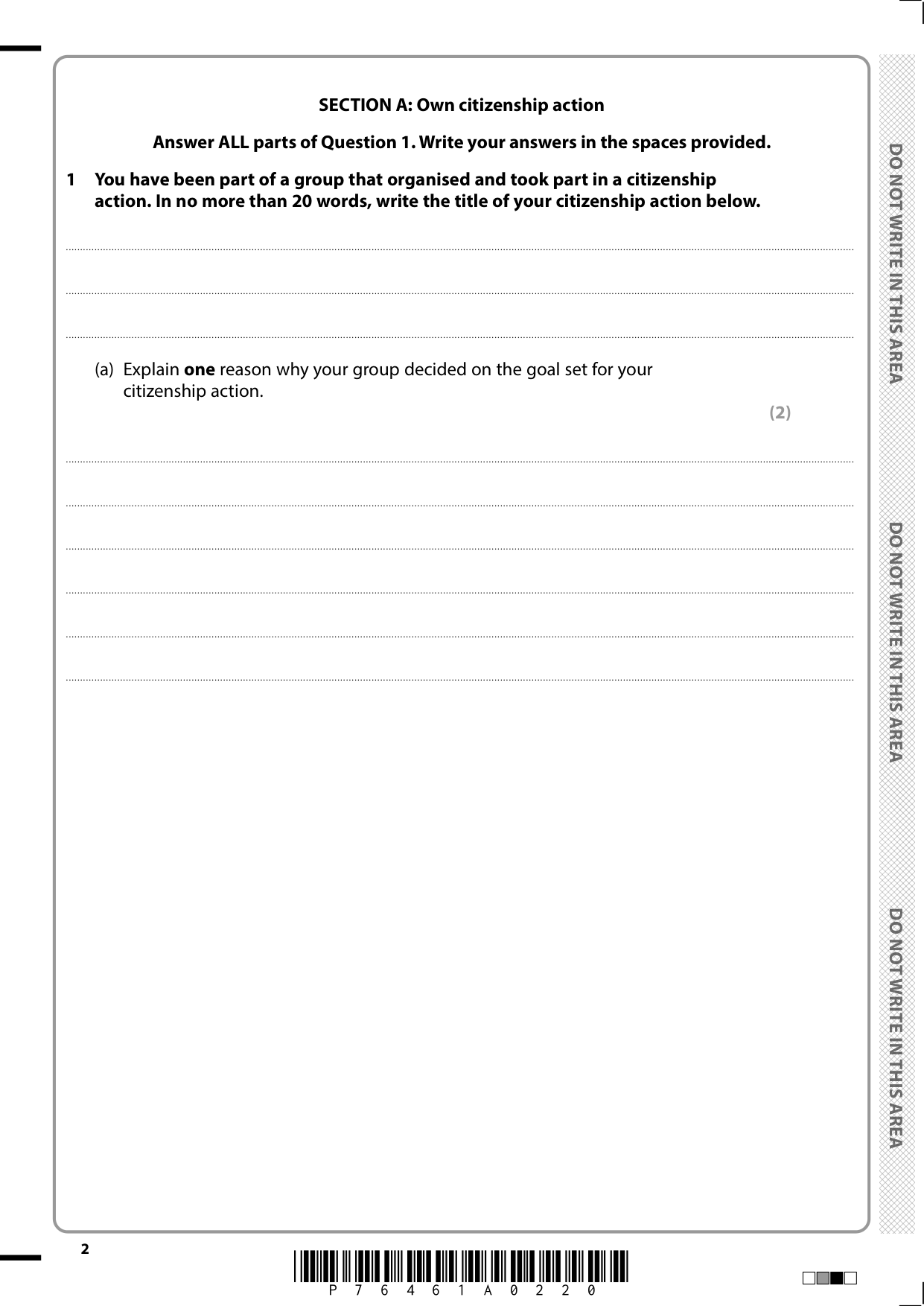 Pearson Edexcel GCSE Citizenship Paper 2 2025 Question Paper
