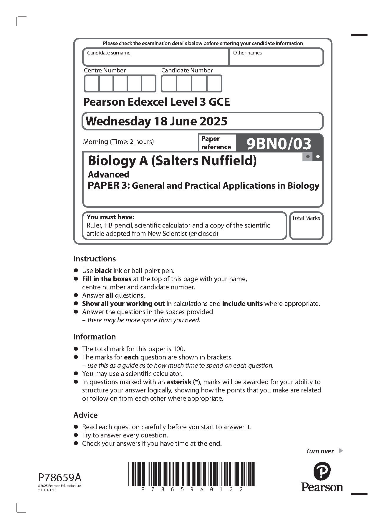 Pearson Edexcel A Level Biology Paper 3 2025 Question Paper IMG-1