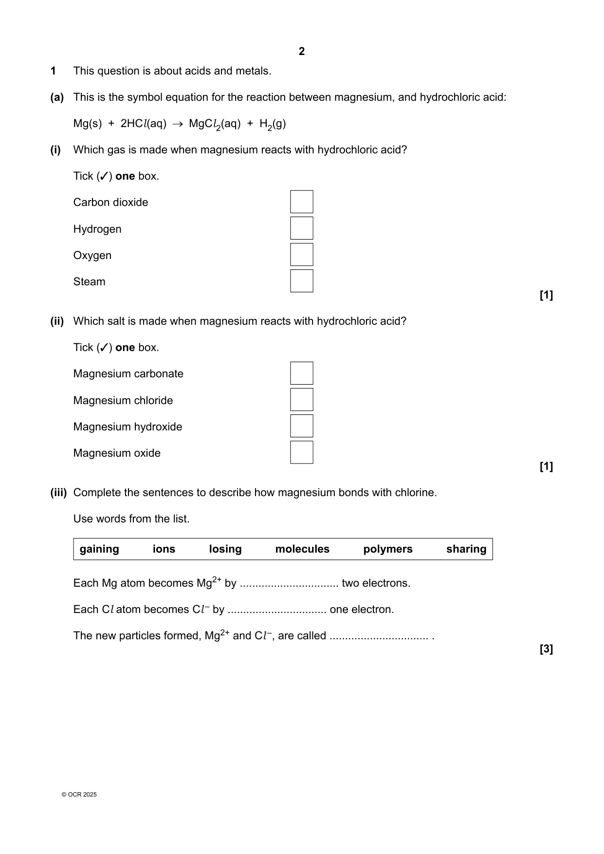 OCR GCSE Combined Science  Paper 4 2025 Question Paper