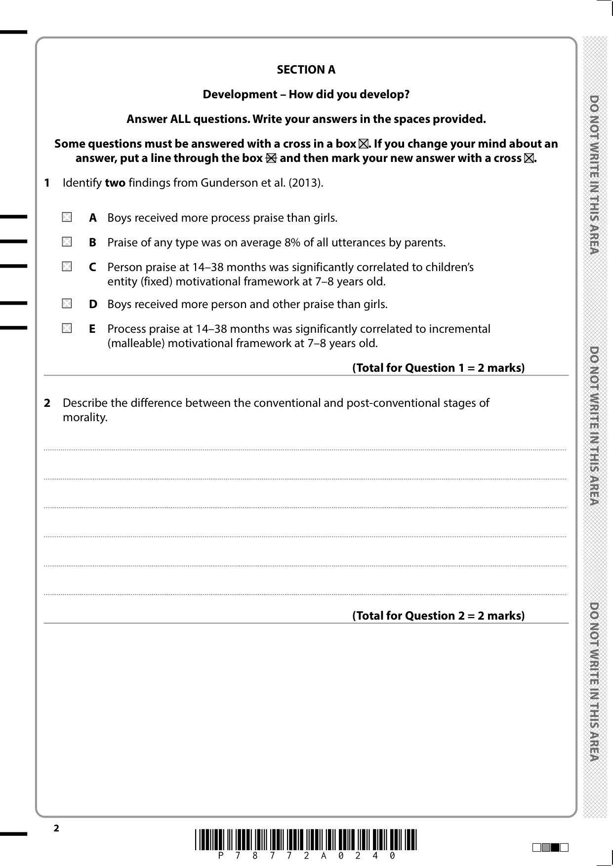 Pearson Edexcel GCSE Psychology Paper 1 2025 Question Paper
