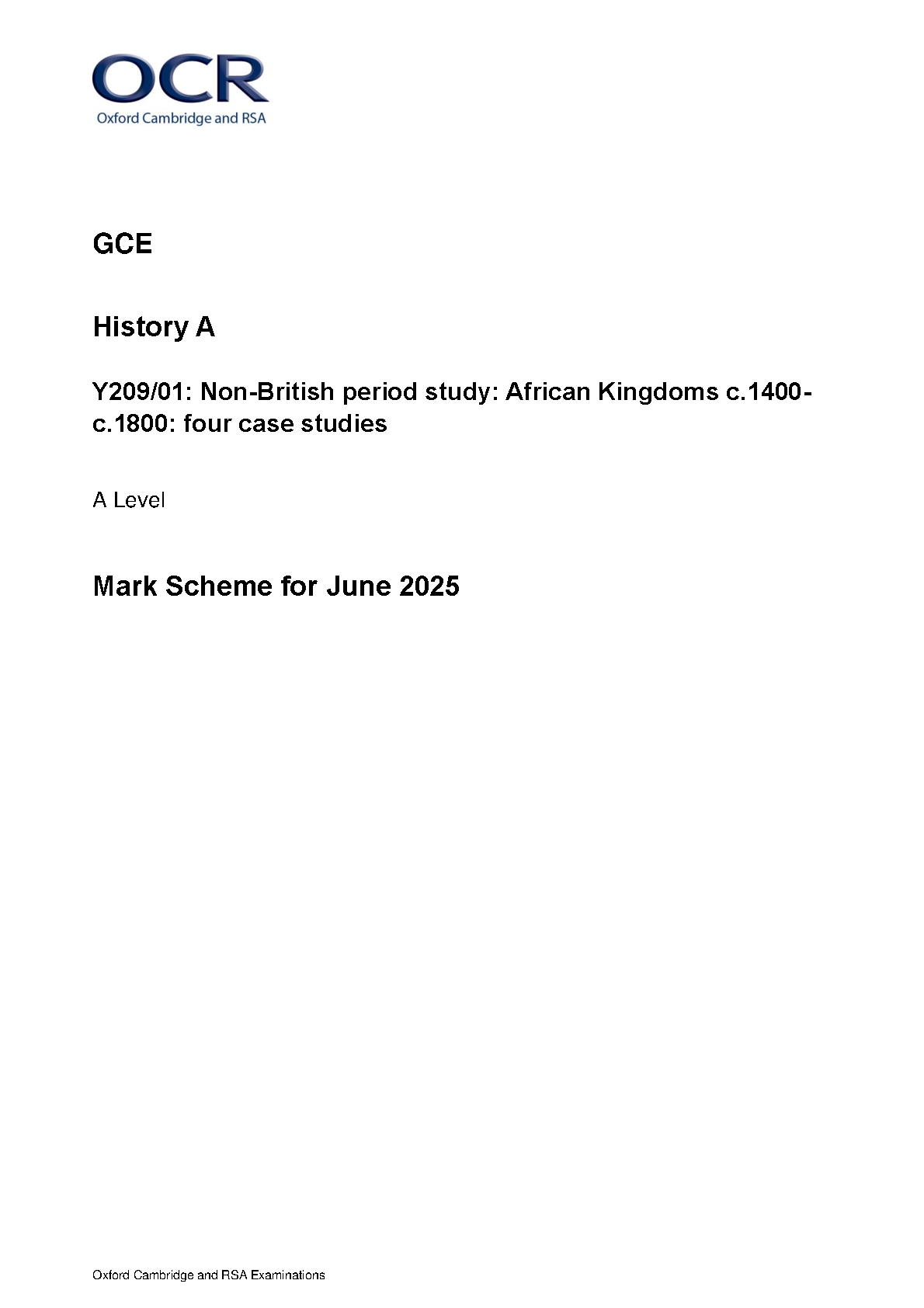 OCR A Level History A African Kingdoms 2025 Mark Scheme IMG-1