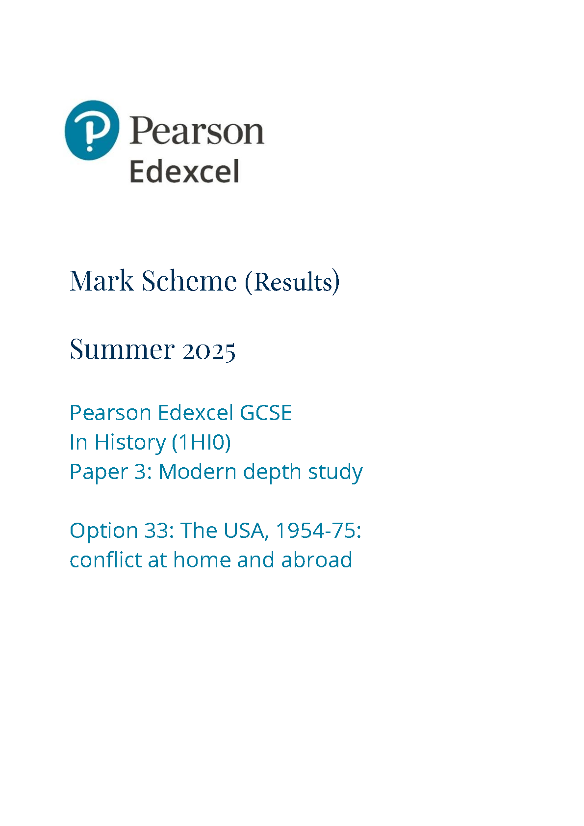 Pearson Edexcel GCSE History Paper 3 Option 33 2025 MS IMG-1