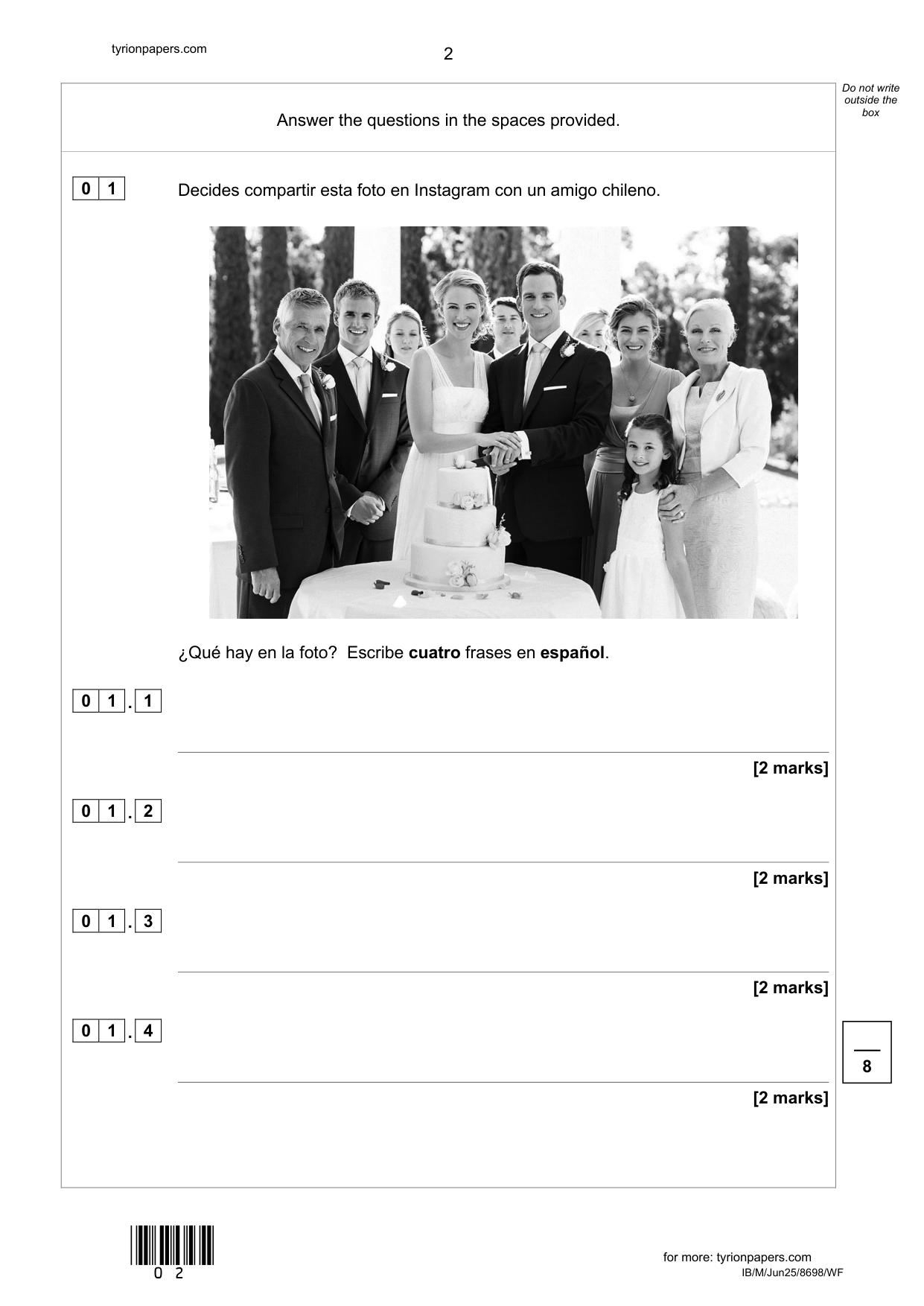AQA GCSE Spanish Foundation Writing Paper 4F 2025 QP