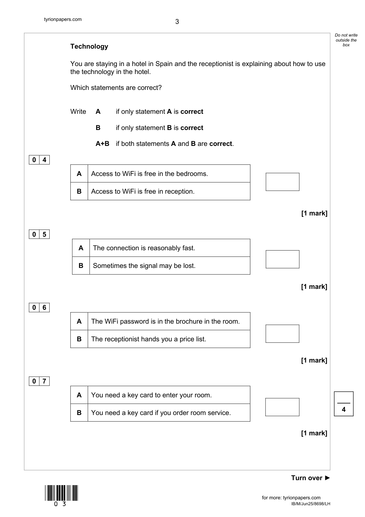AQA GCSE Spanish Paper 1H 2025 Listening QP IMG-3