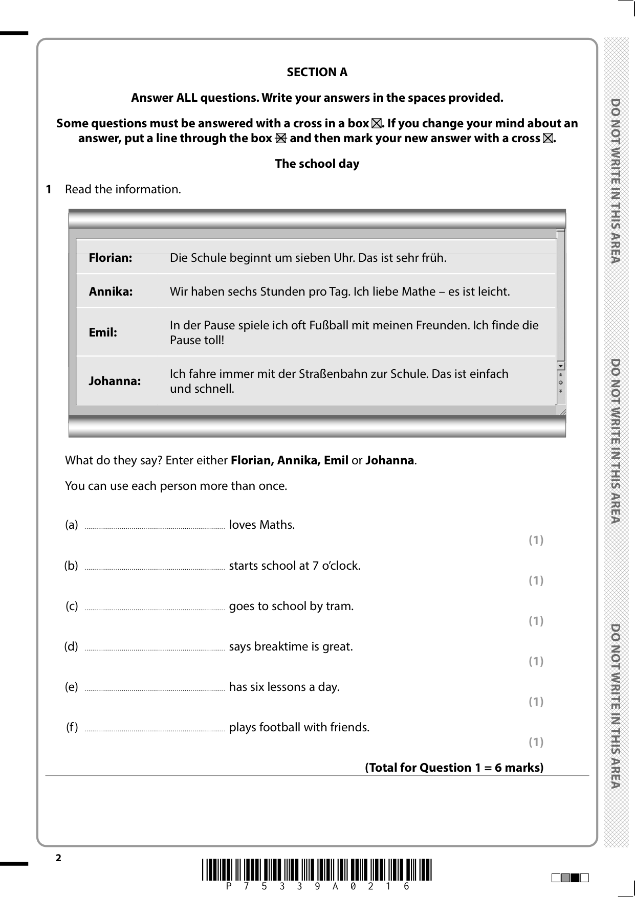Pearson Edexcel GCSE German Paper 3F 2025 Question Paper PDF