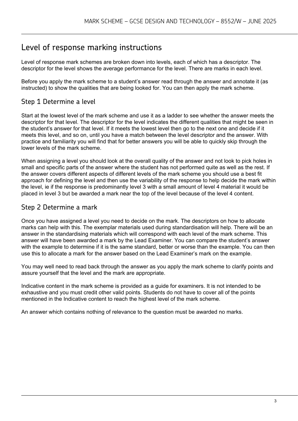 AQA GCSE Design and Technology 2025 Mark Scheme IMG-3