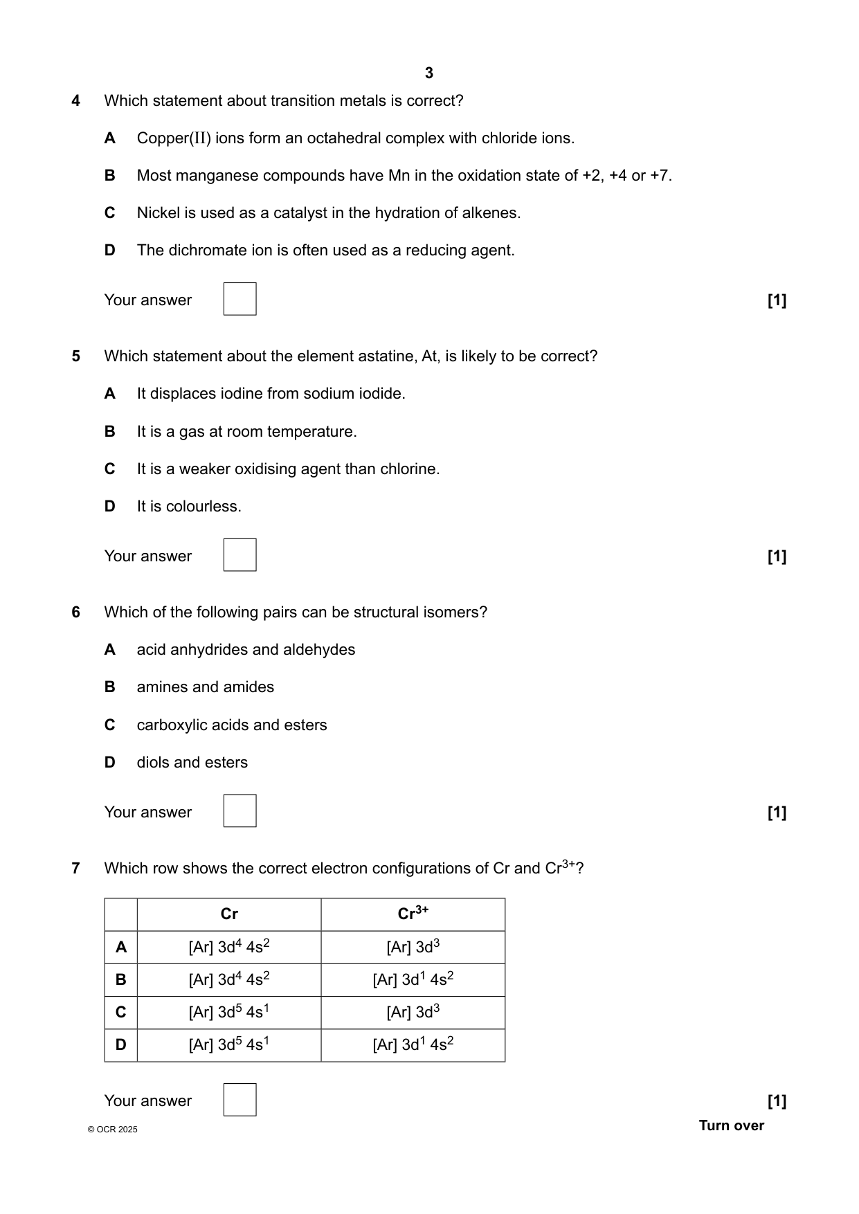 OCR A Level Chemistry B Paper 1 2025 Question Paper IMG-3