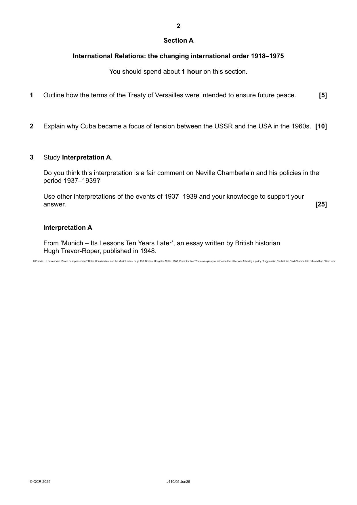 OCR GCSE History Paper 5 2025 Question Paper