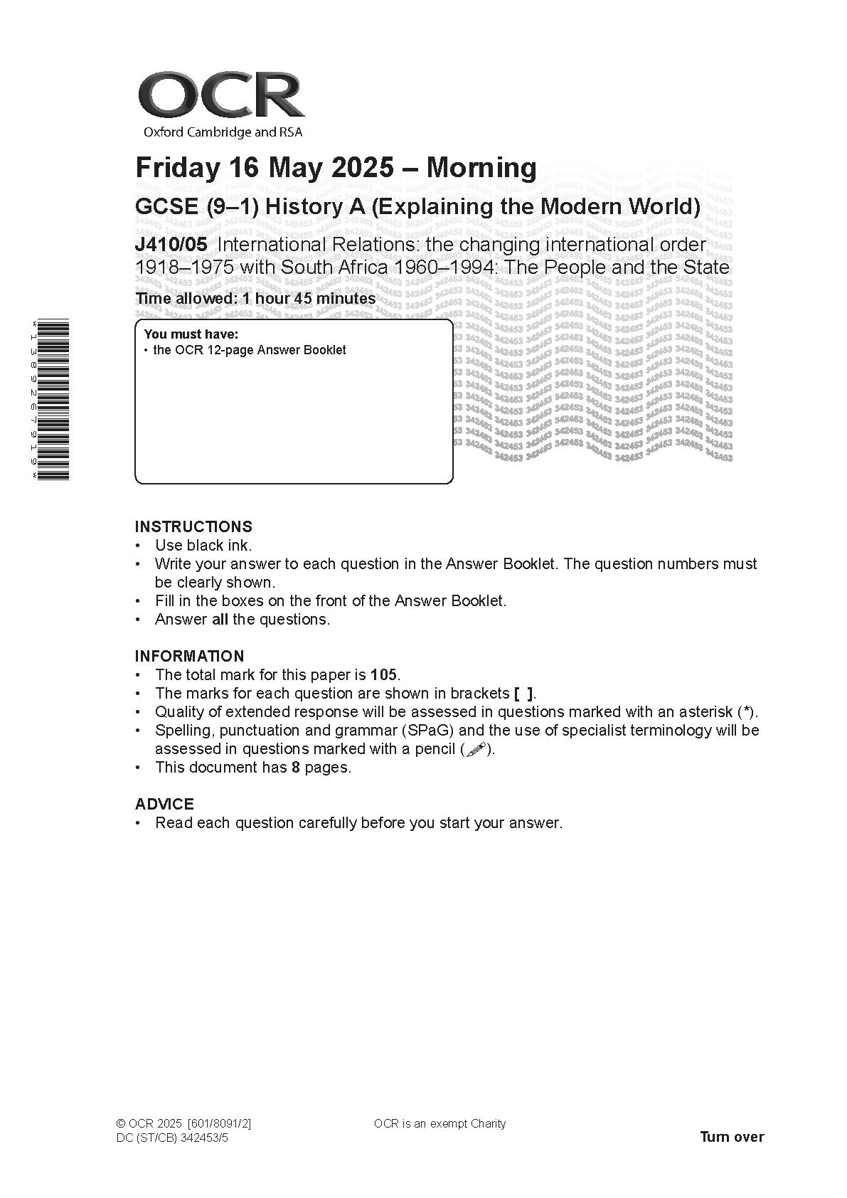 OCR GCSE History Paper 5 2025 Question Paper
