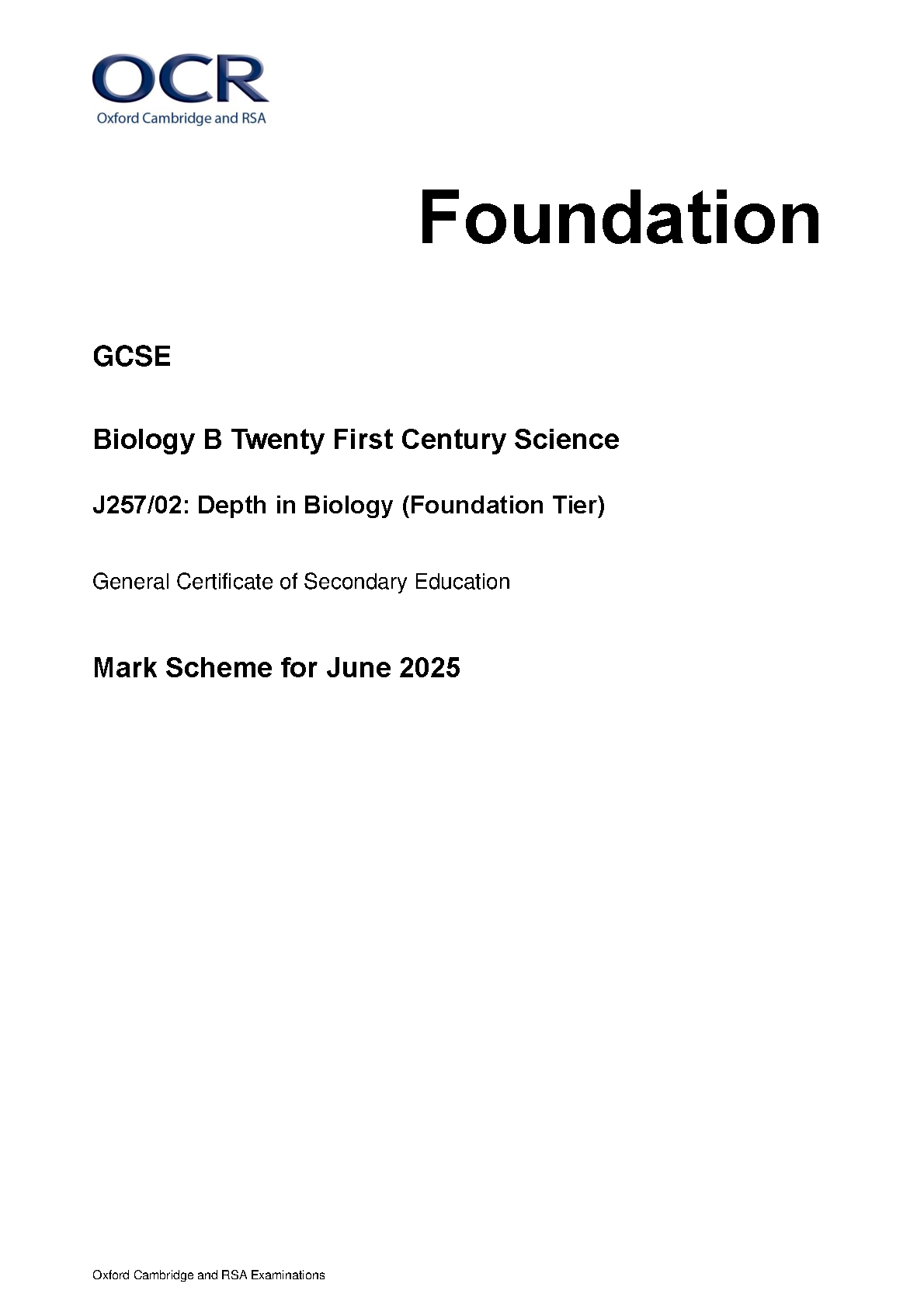 OCR GCSE Biology B Paper 2 2025 Foundation Tier Mark Scheme IMG-1