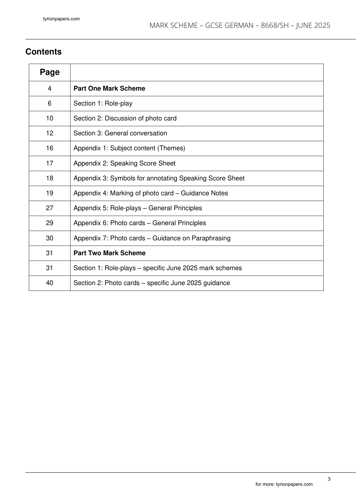 AQA GCSE German Paper 2H 2025 Speaking Mark Scheme IMG-3