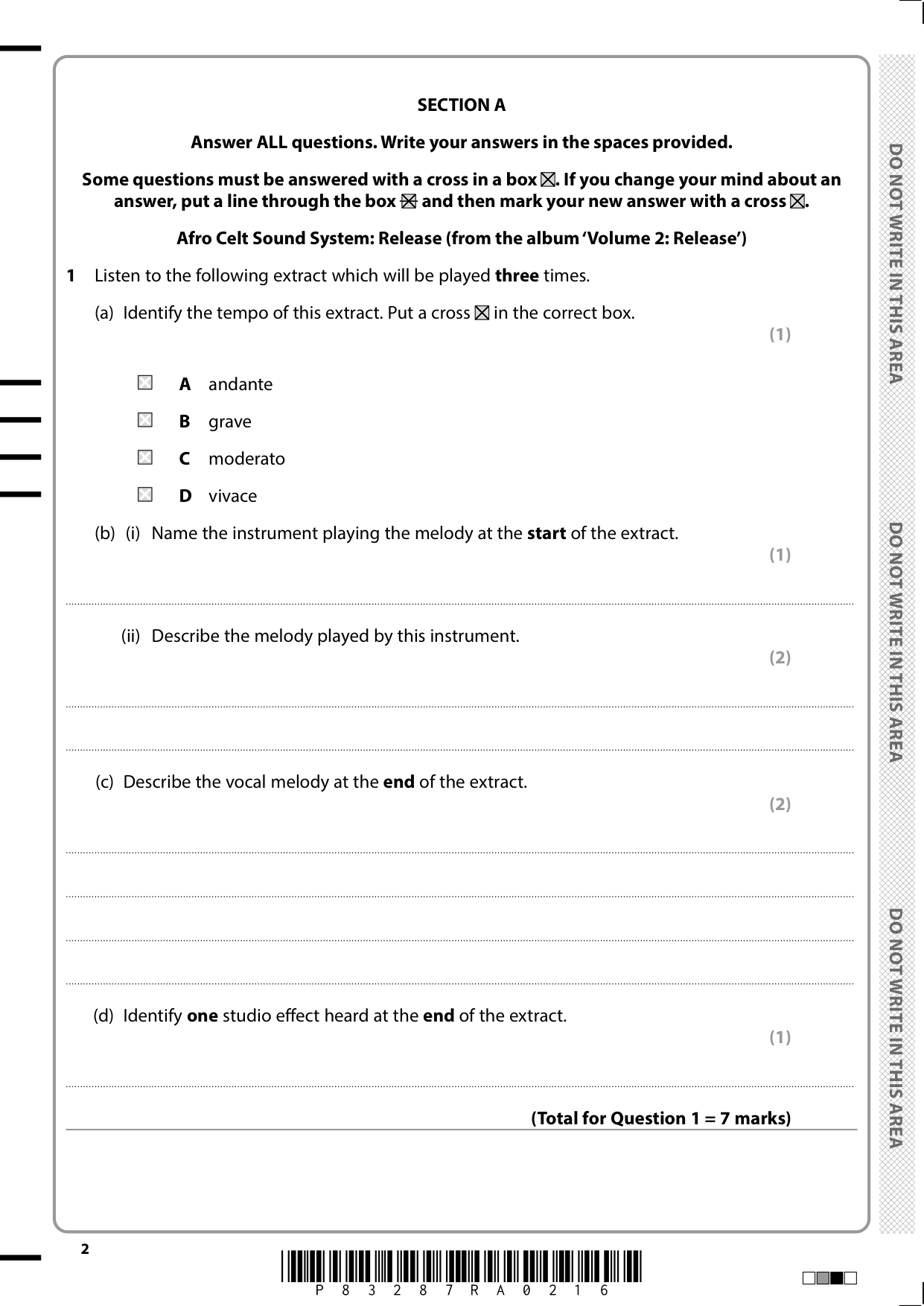Pearson Edexcel GCSE Music Paper 3 2025 Question Paper