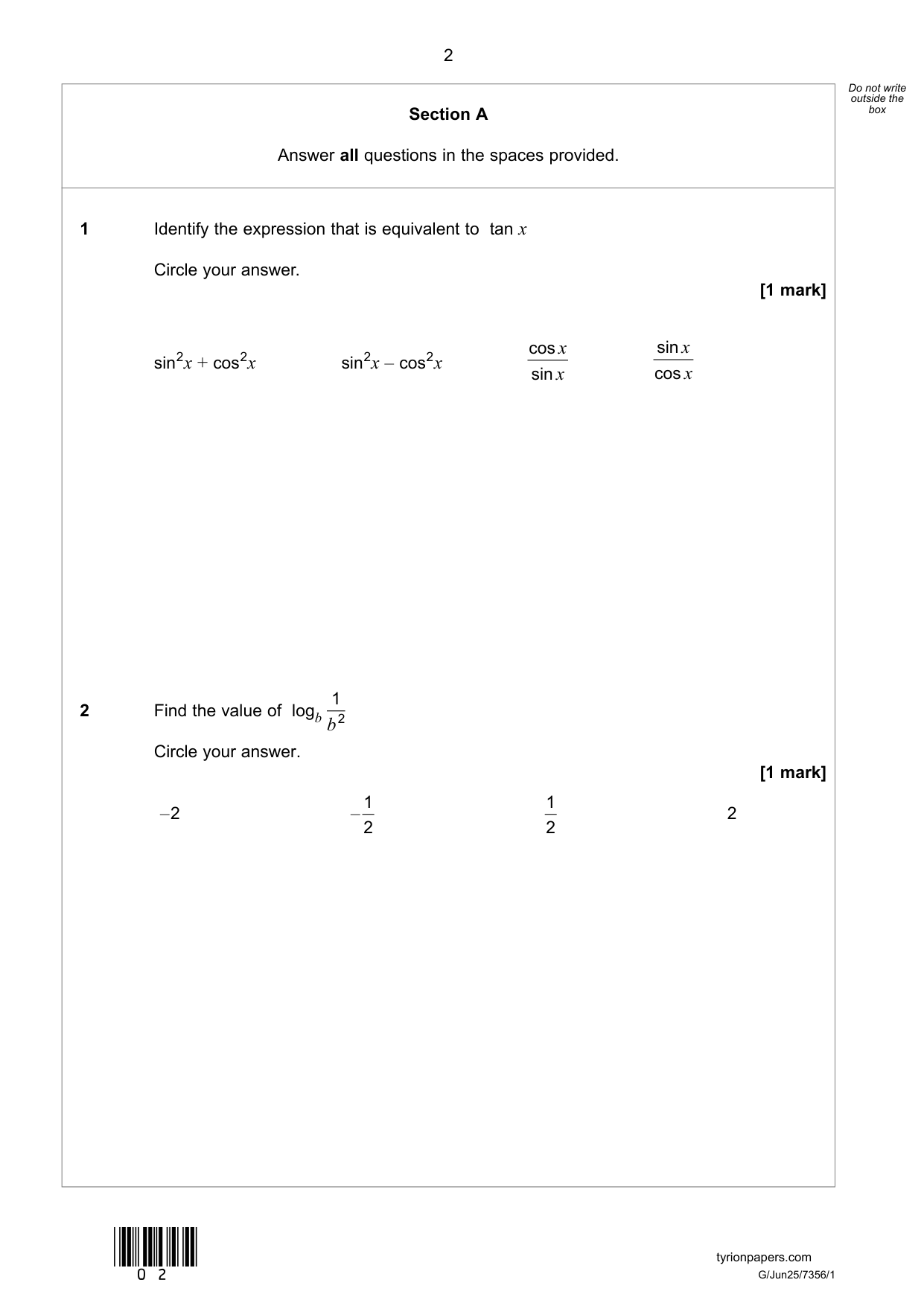 AQA AS Mathematics  Paper 1 2025 QP