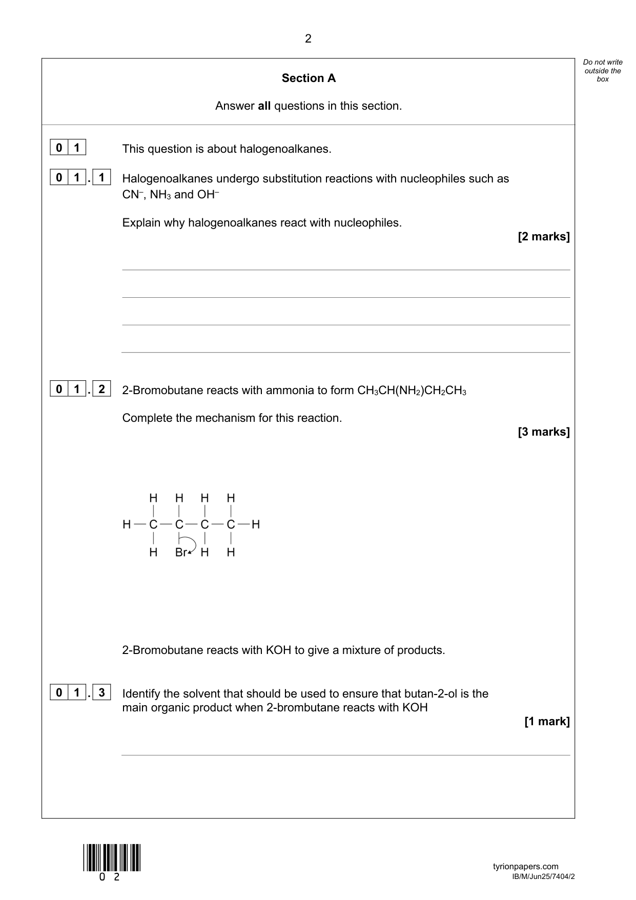 AQA AS Chemistry Paper 2 2025 Question Paper PDF