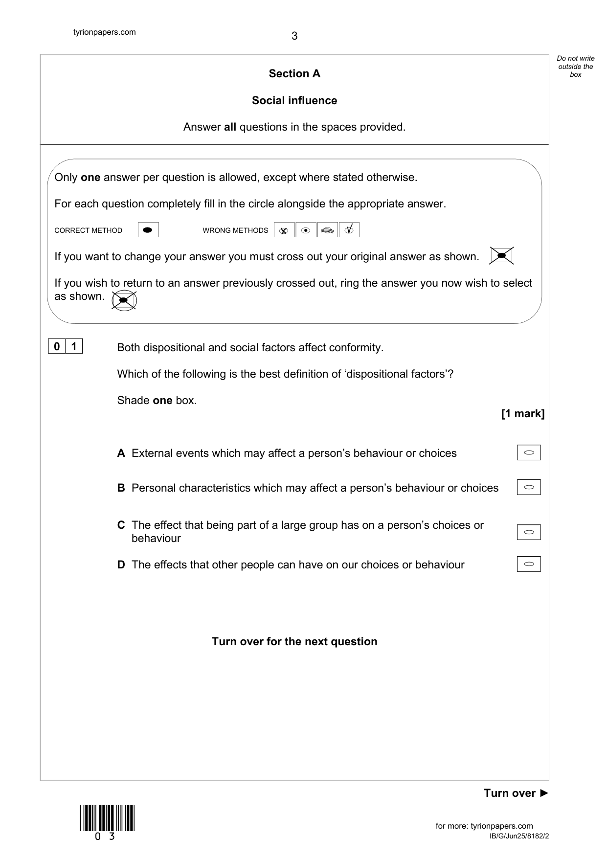 AQA GCSE Psychology Paper 2 2025 Question Paper IMG-3