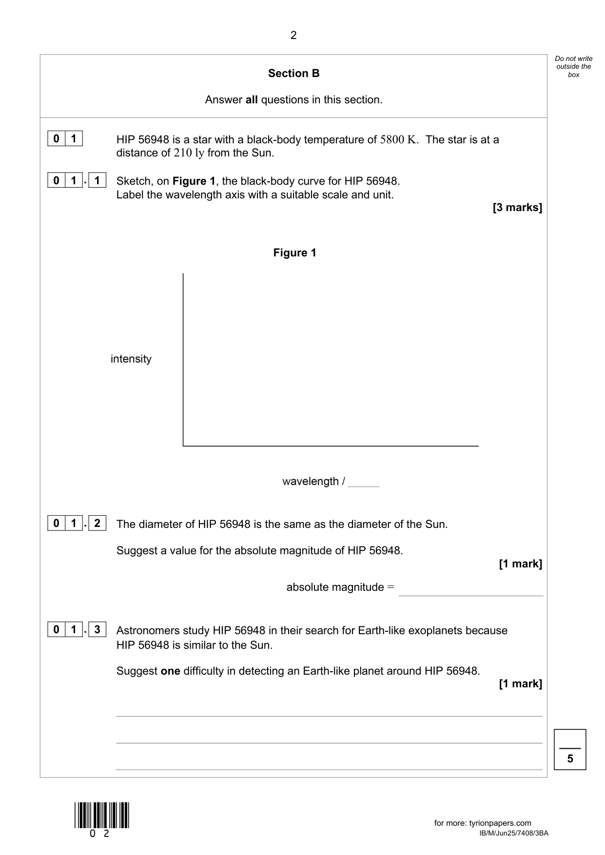 AQA A Level Physics Paper 3BA 2025 Question