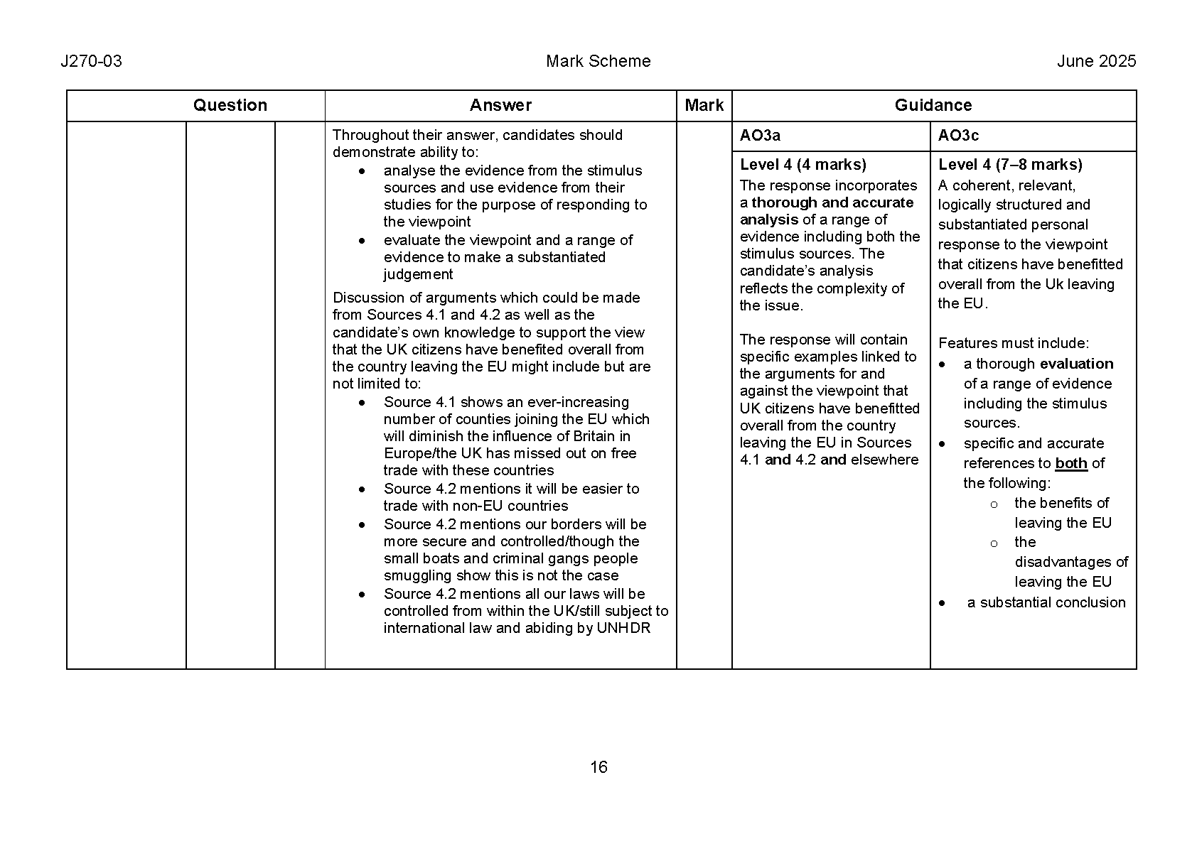 OCR GCSE Citizenship Studies Paper 3 2025 Mark Scheme IMG-1