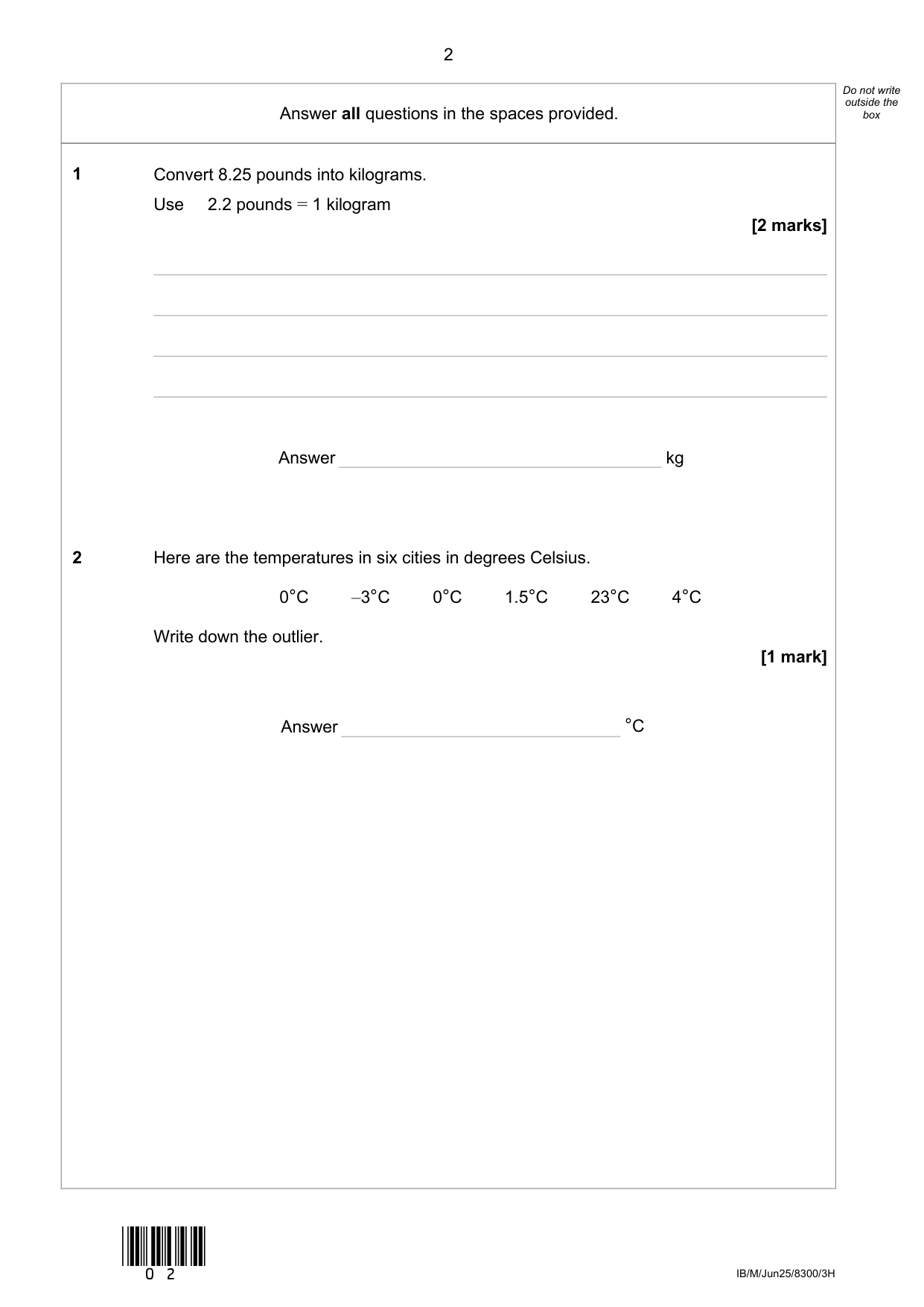 AQA GCSE Maths Paper 3H 2025 Question Paper