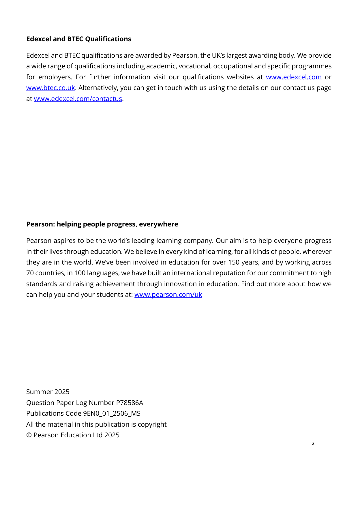 Pearson Edexcel A Level English Language Paper 1 2025 Ms