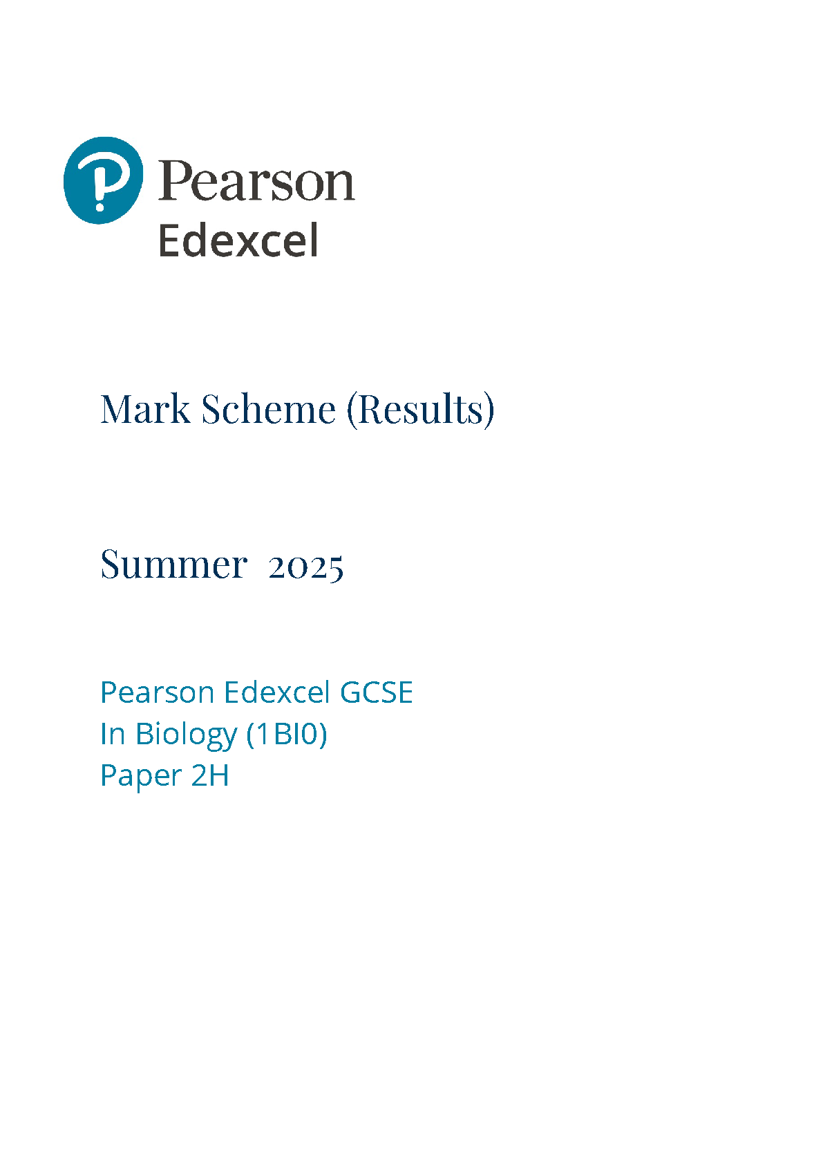 Pearson Edexcel GCSE Biology Paper 2H 2025 Mark Scheme IMG-1