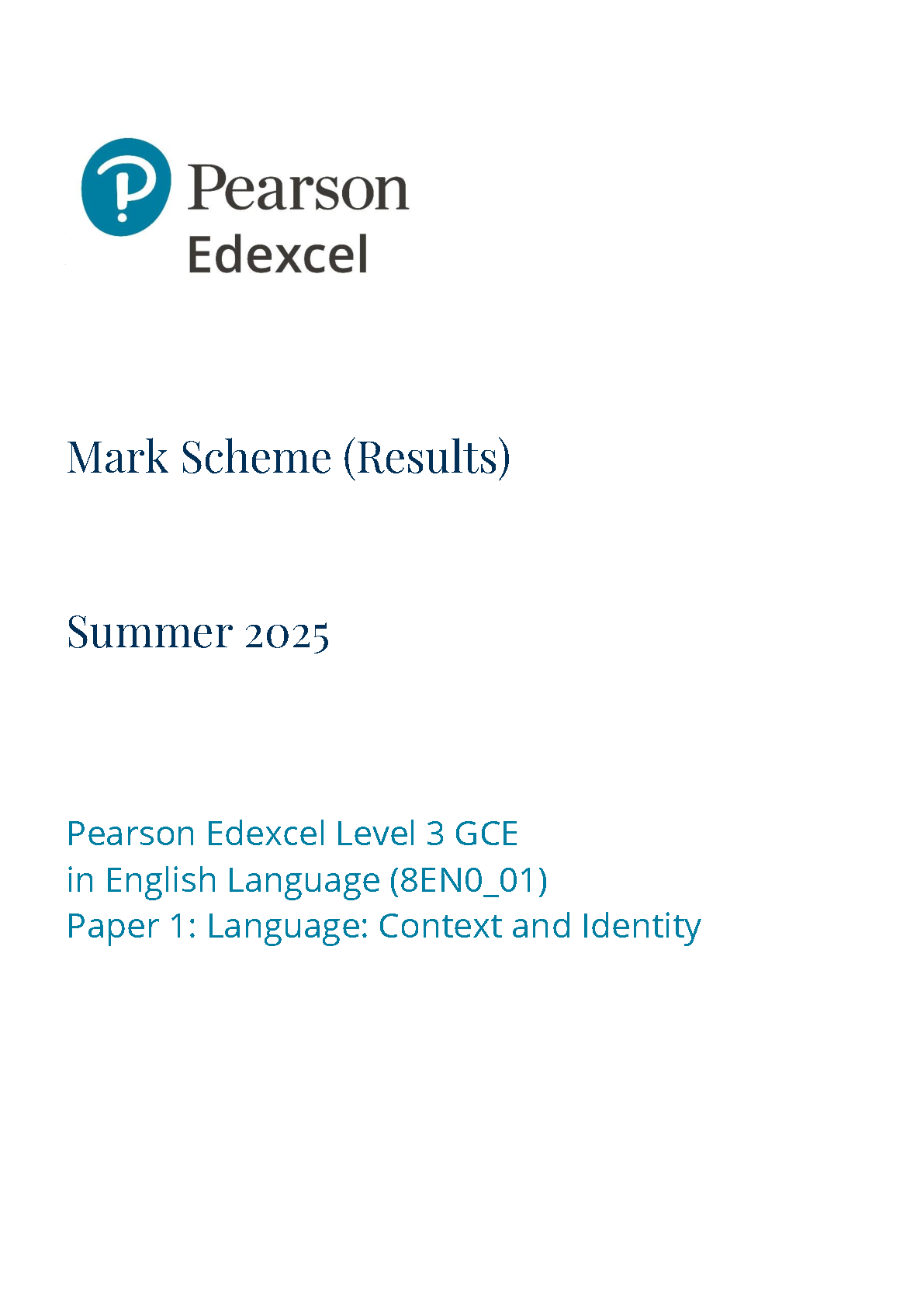 Pearson Edexcel AS English Language Paper 1 2025 Mark scheme IMG-1